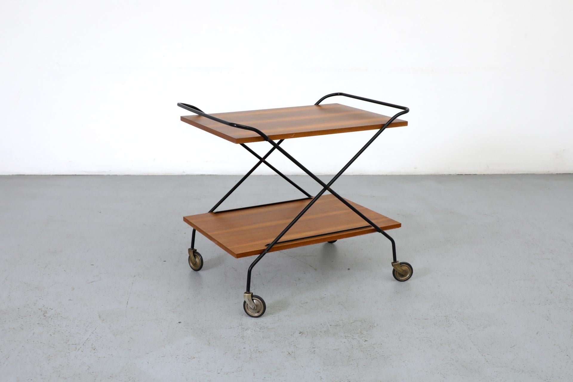 Mid-Century Two-Tiered Teak Bar Cart by Paul Nagel for Jie Gantofta, 1960s In Good Condition In Los Angeles, CA