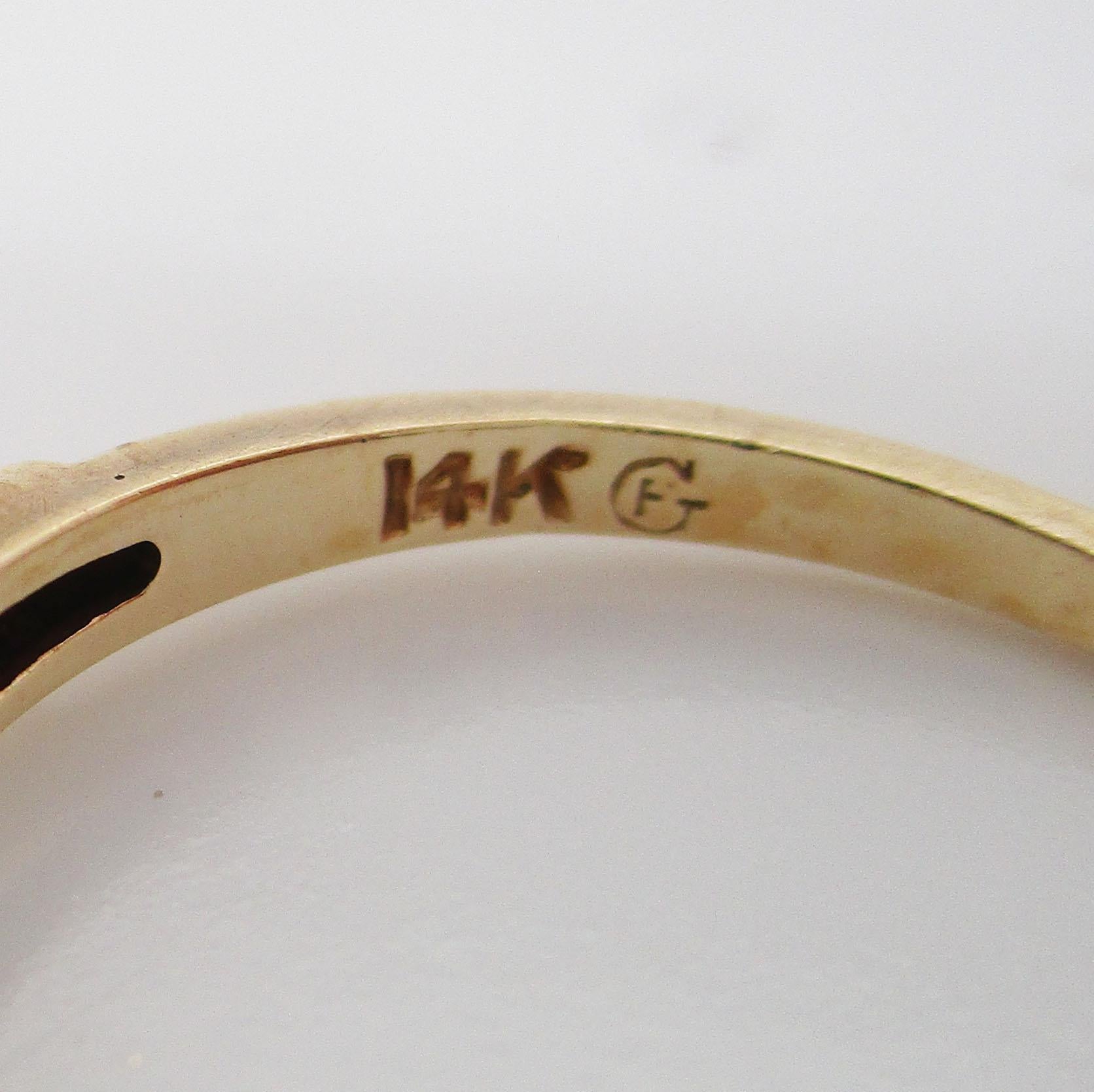 Midcentury Two-Tone 14 Karat Gold Single Cut Diamond Engagement Ring 6