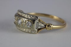 Mid-Century Two-Tone 14K Gold Three Stone Diamond Ring