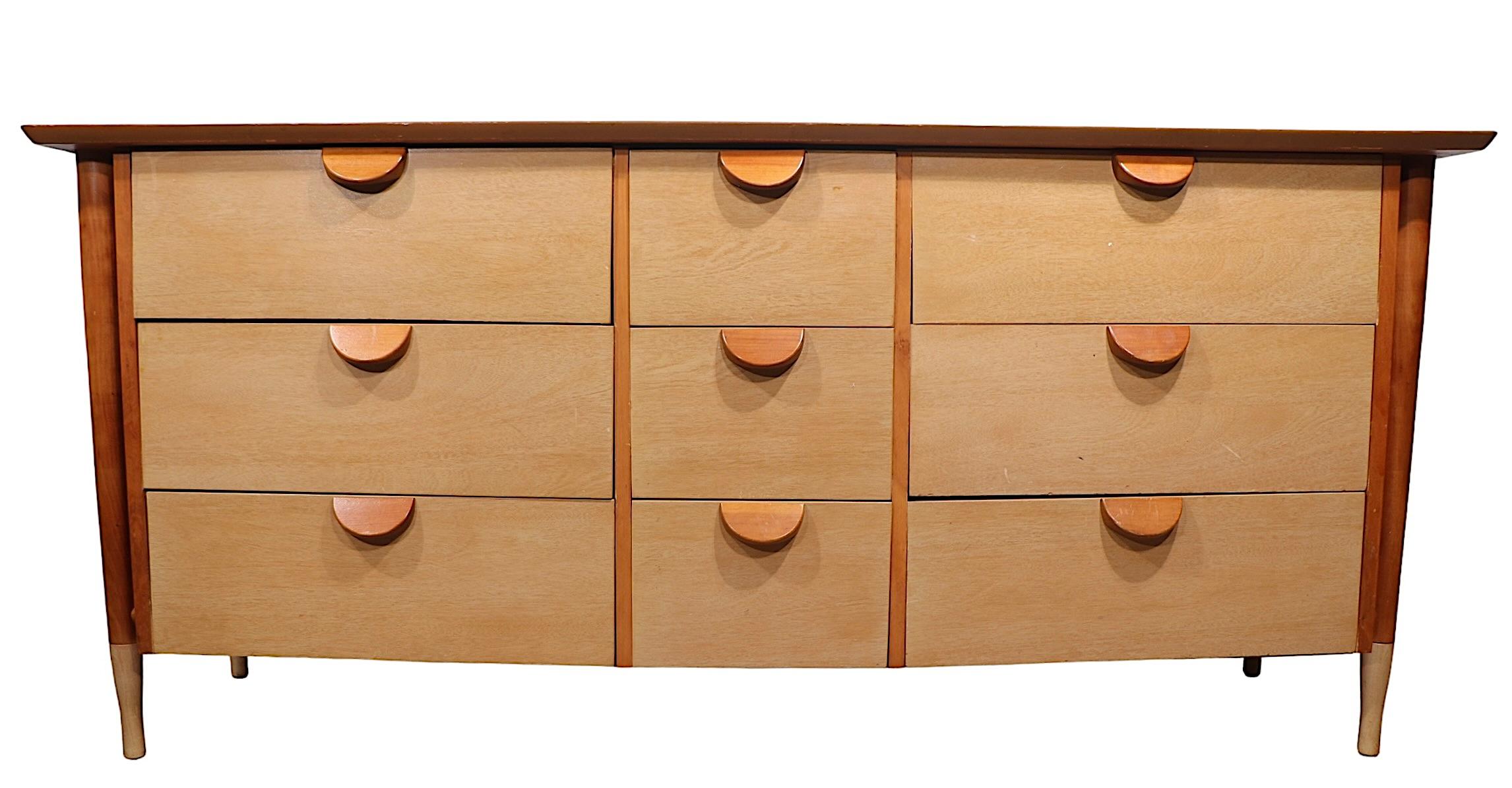 Wood Mid Century Two Tone  9 Drawer Dresser by Basic-Witz