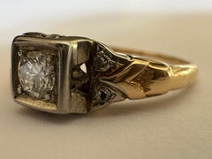 Mid-Century Two-Tone Diamond Engagement Ring