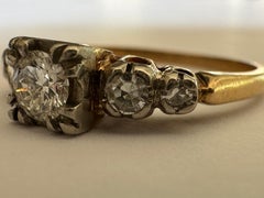 Mid-Century Two-Tone Diamond Engagement Ring