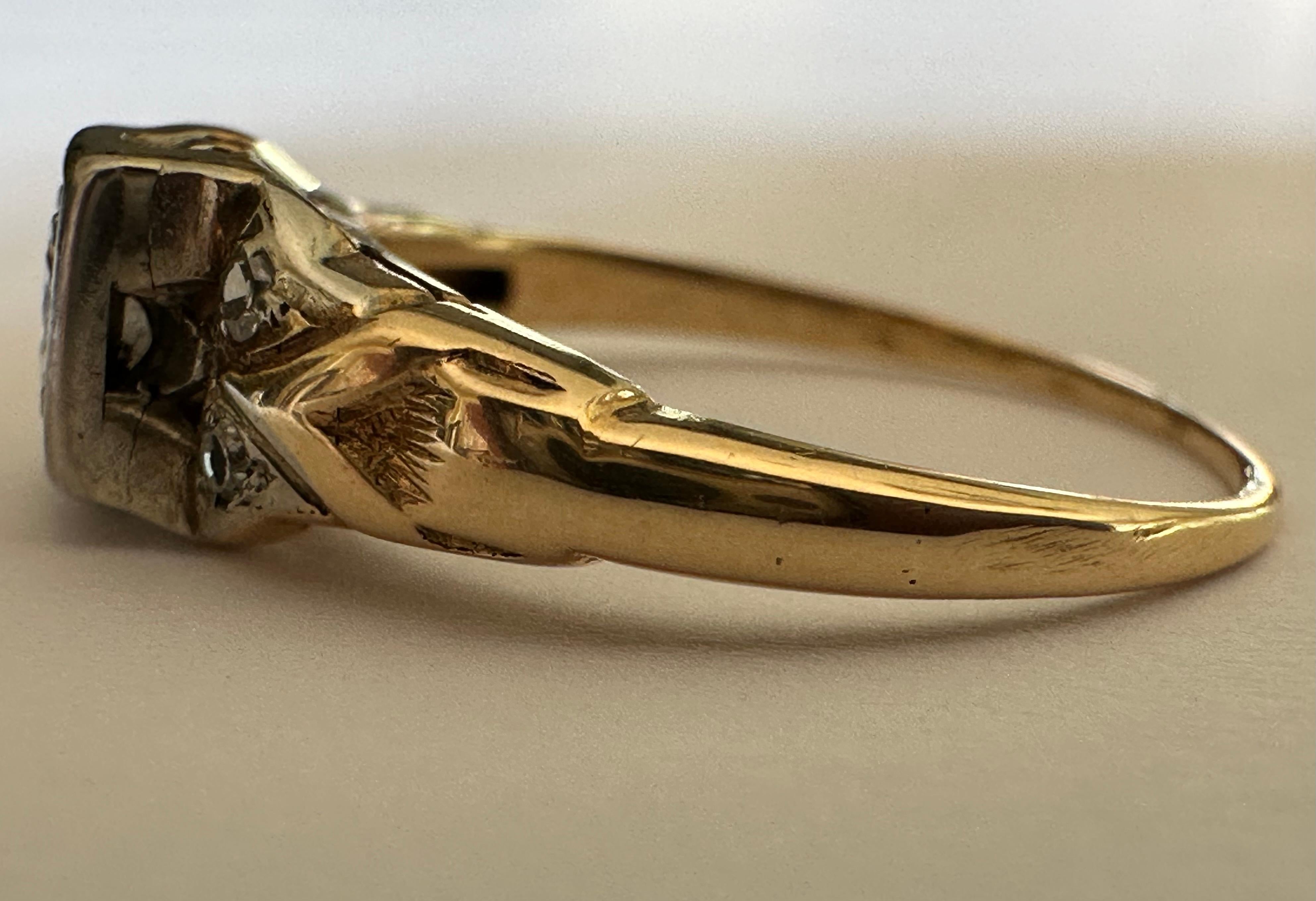 Retro Mid-Century Two-Tone Diamond Engagement Ring For Sale