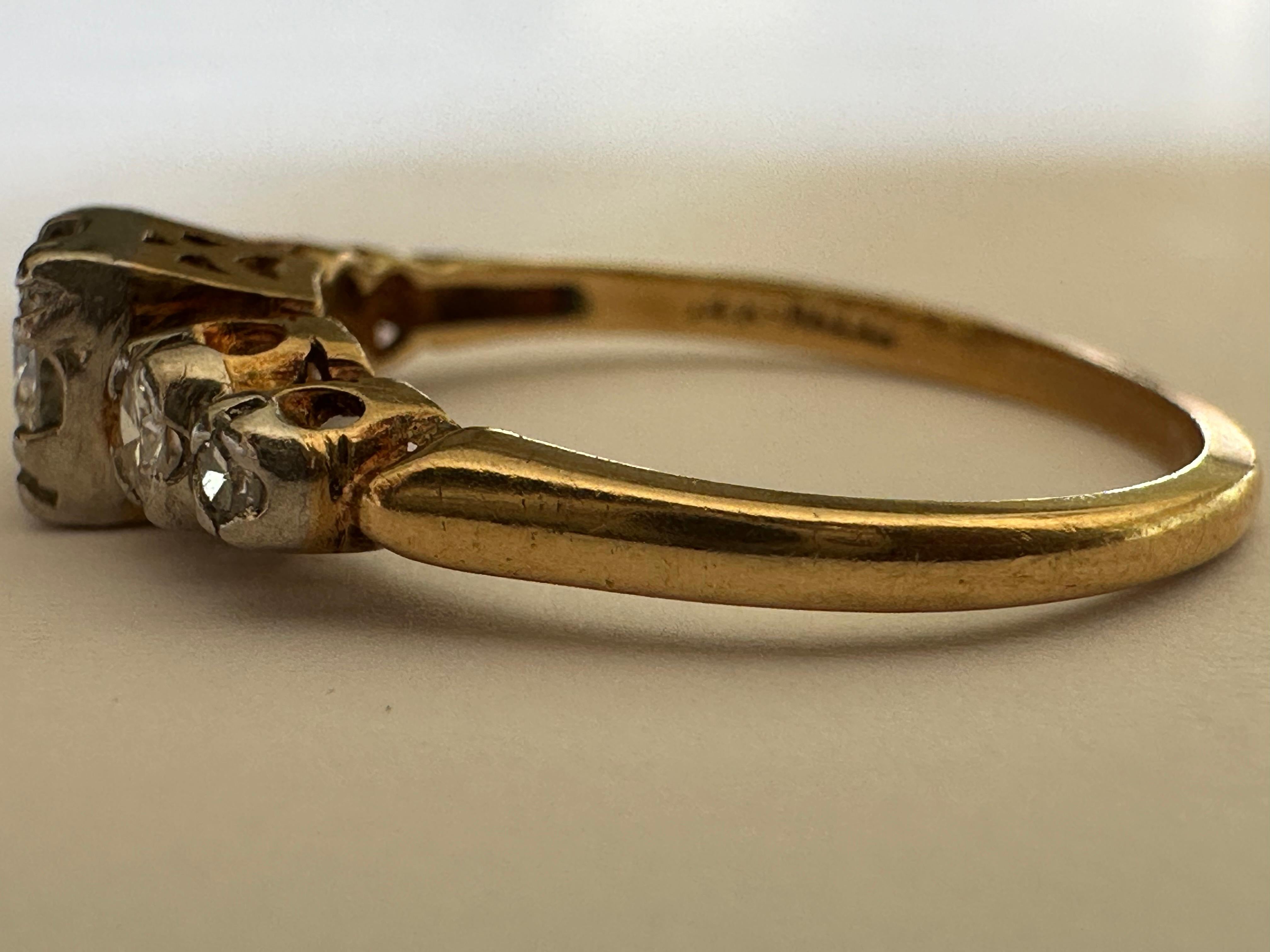 Retro Mid-Century Two-Tone Diamond Engagement Ring For Sale