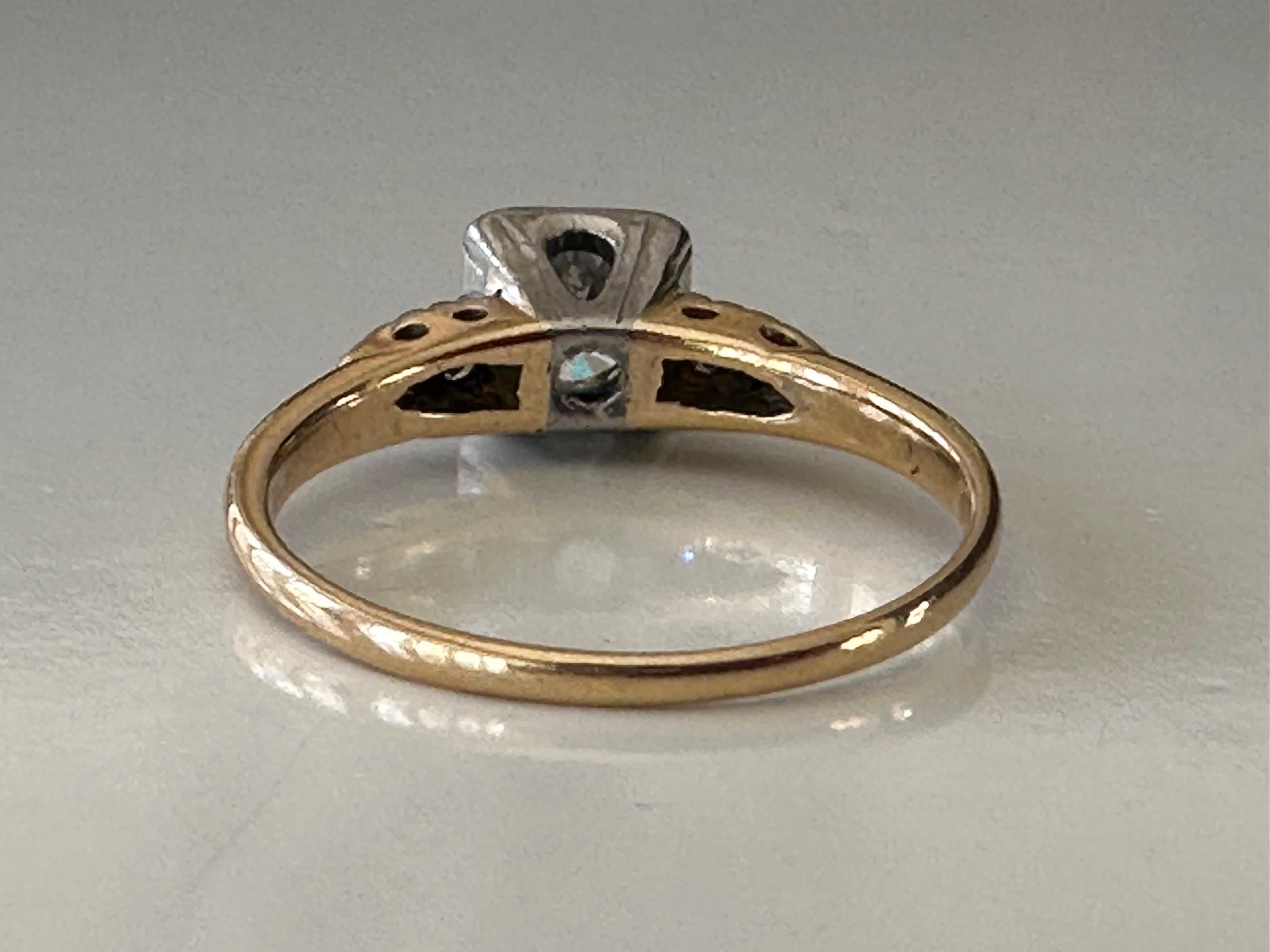 Retro Midcentury Two Tone Diamond Engagement Ring For Sale