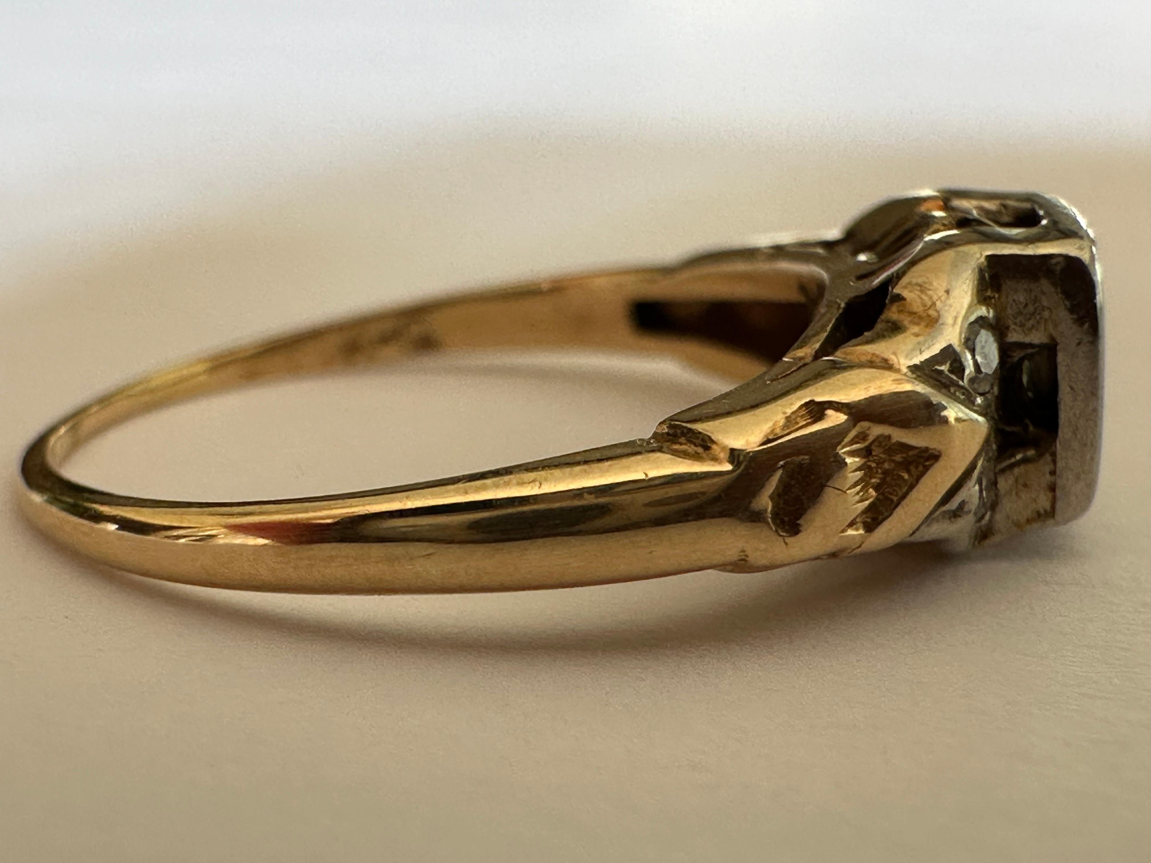 Women's Mid-Century Two-Tone Diamond Engagement Ring For Sale