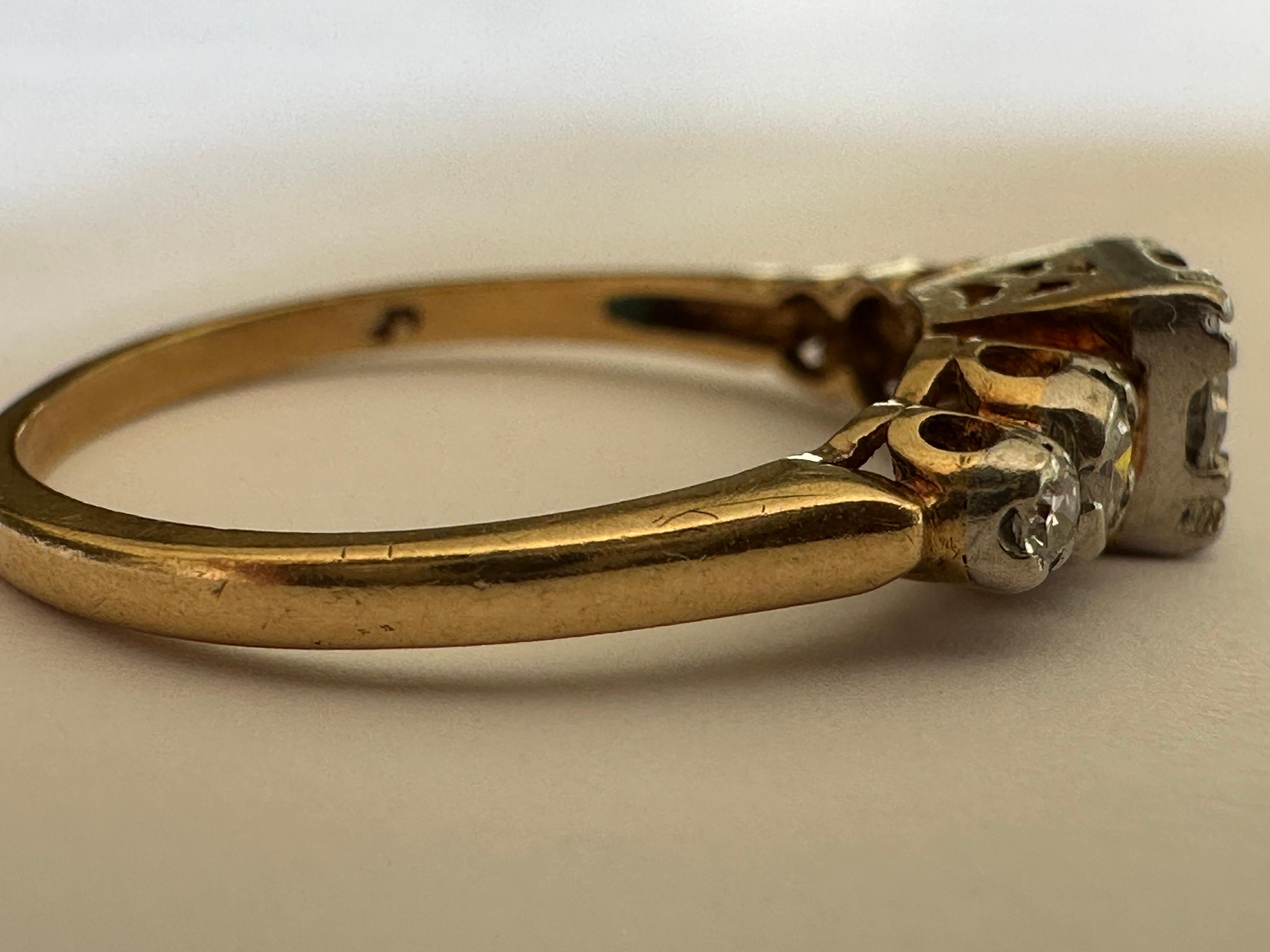 Women's Mid-Century Two-Tone Diamond Engagement Ring For Sale