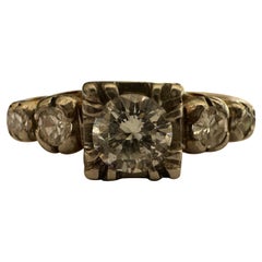Mid-Century Two-Tone Diamond Engagement Ring