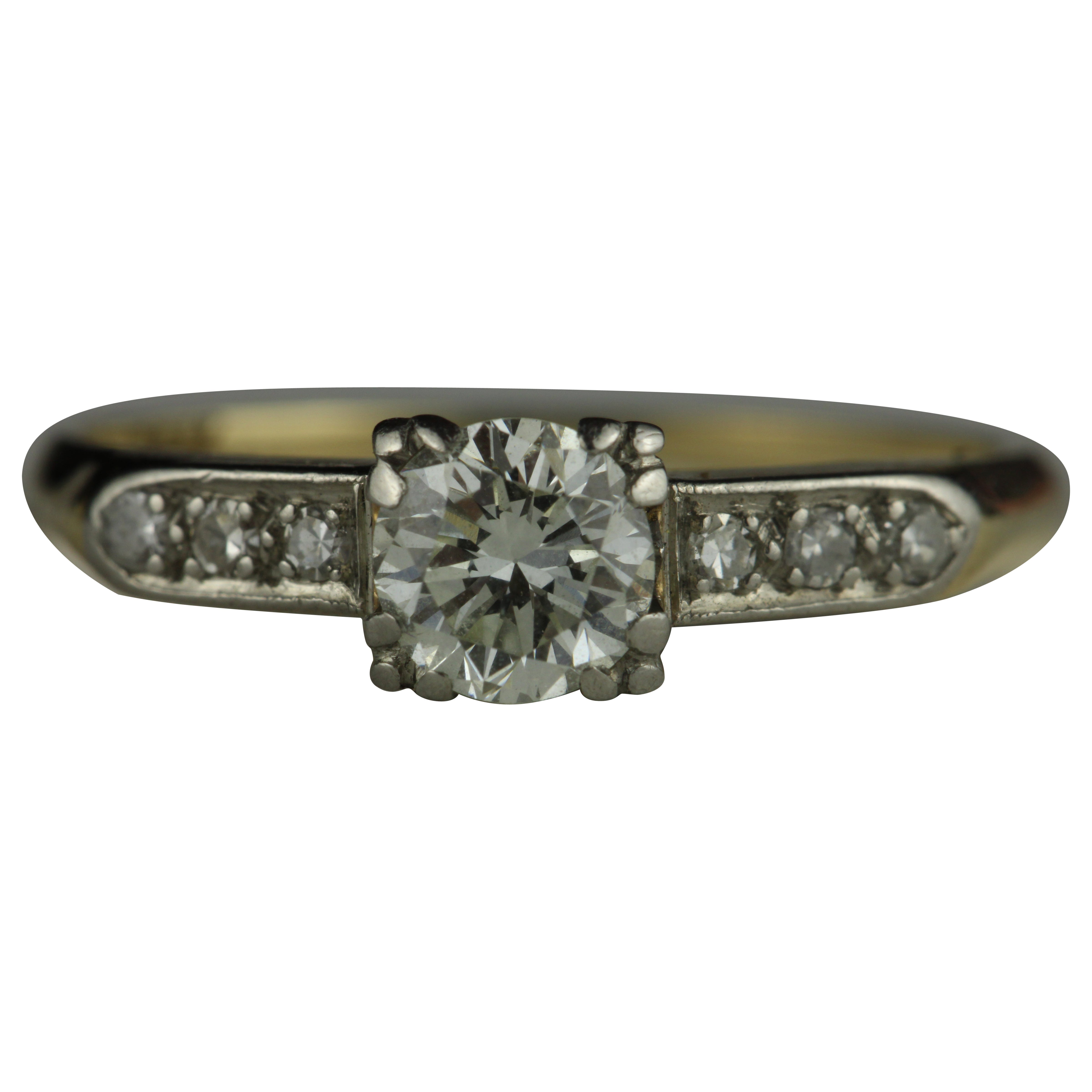 Mid-Century Two-Tone Diamond Engagement Ring