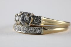 Mid-Century Two-Tone Diamond Wedding Set
