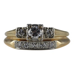 Mid-Century Two-Tone Diamond Wedding Set