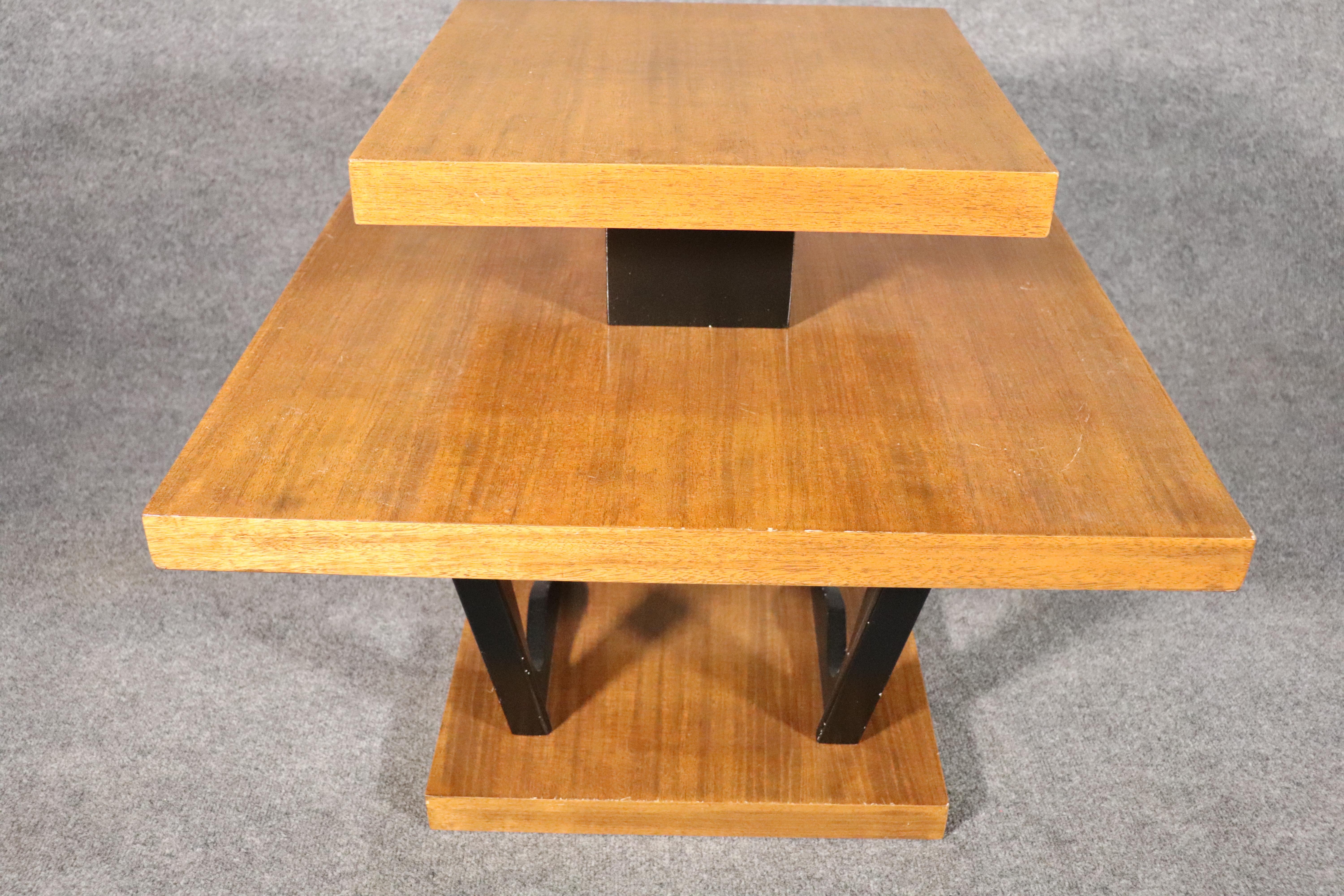 Mahogany Mid-Century Two Tone End Table For Sale