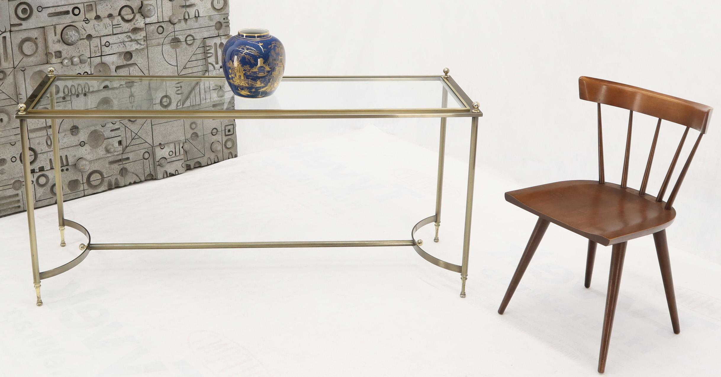 Midcentury Two-Tone Metal Brass and Steel Arch Stretcher Console Sofa Table For Sale 4