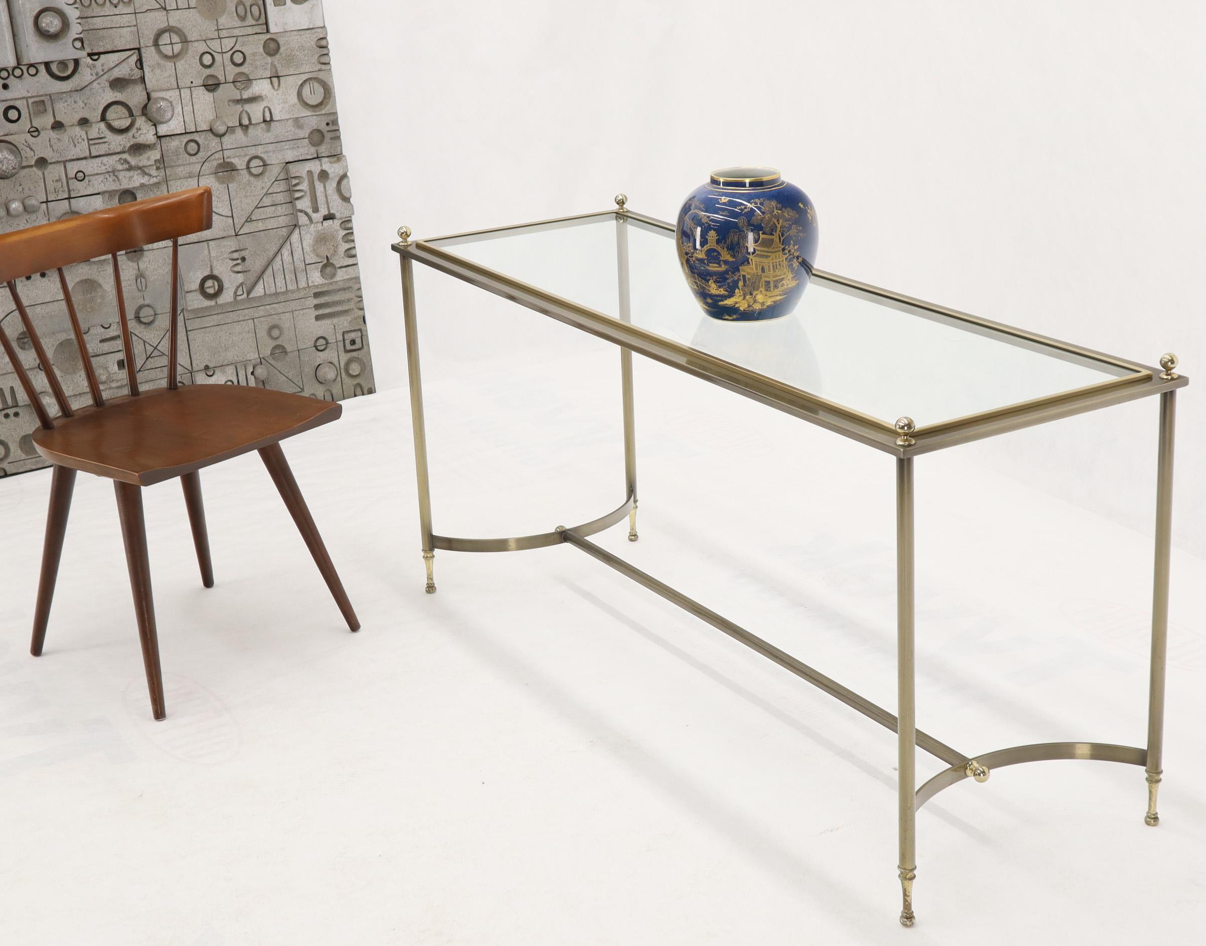 DIA Mid-Century Modern two-tone metals console or sofa table with glass top.