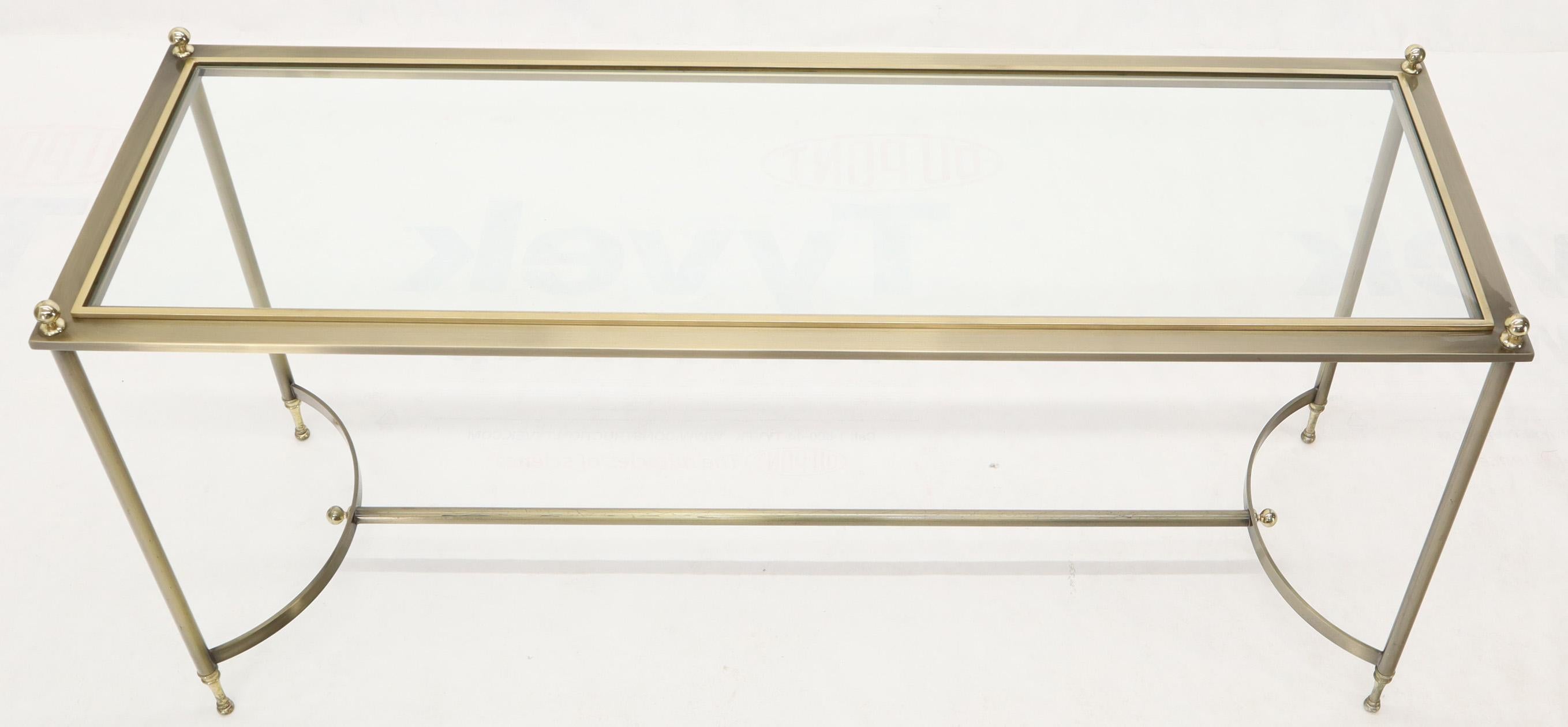 Zweifarbiger Konsolentisch aus Metall, Messing und Stahl mit Bogenstreifen aus der Mitte des Jahrhunderts (amerikanisch) im Angebot