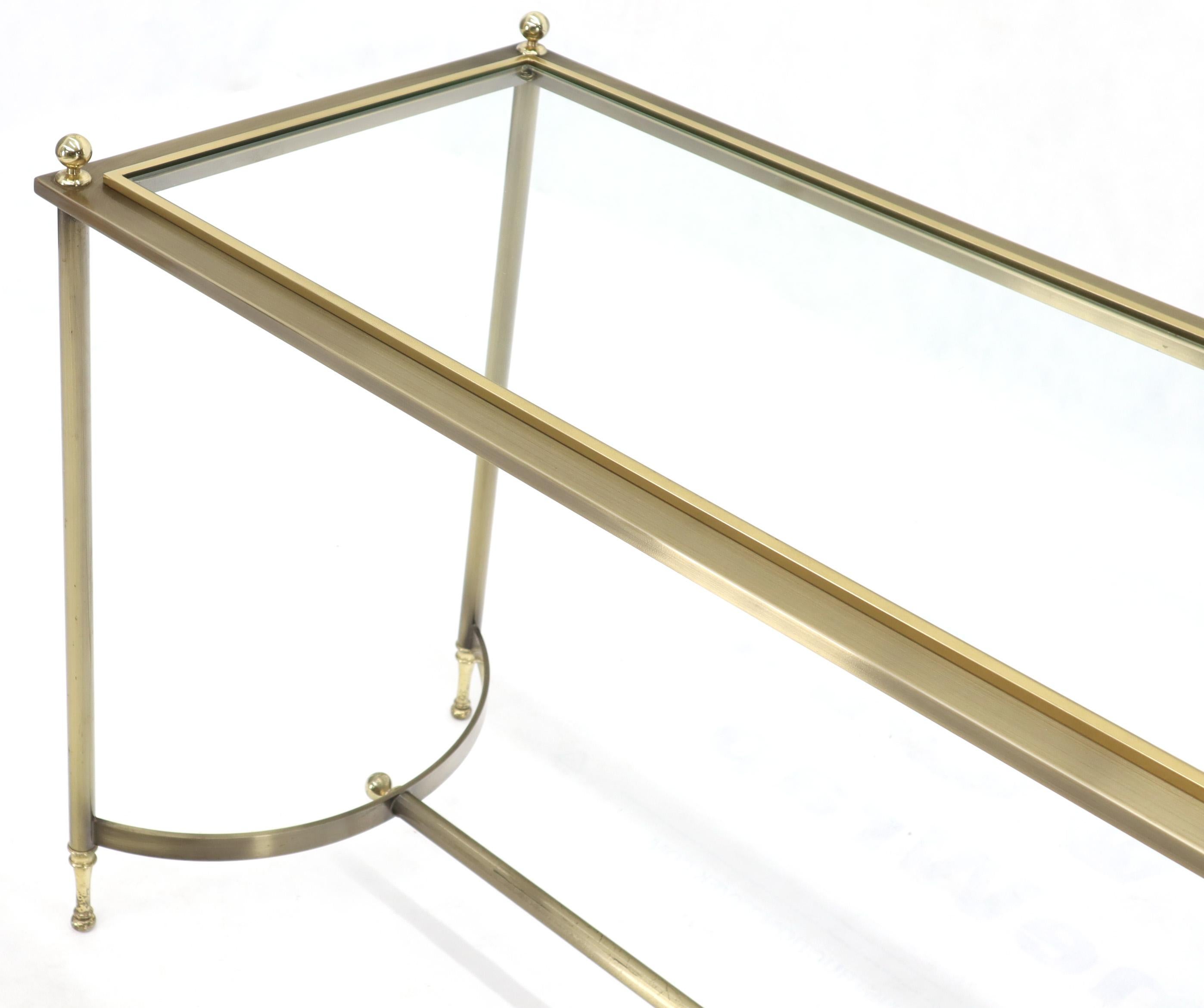 20th Century Midcentury Two-Tone Metal Brass and Steel Arch Stretcher Console Sofa Table For Sale