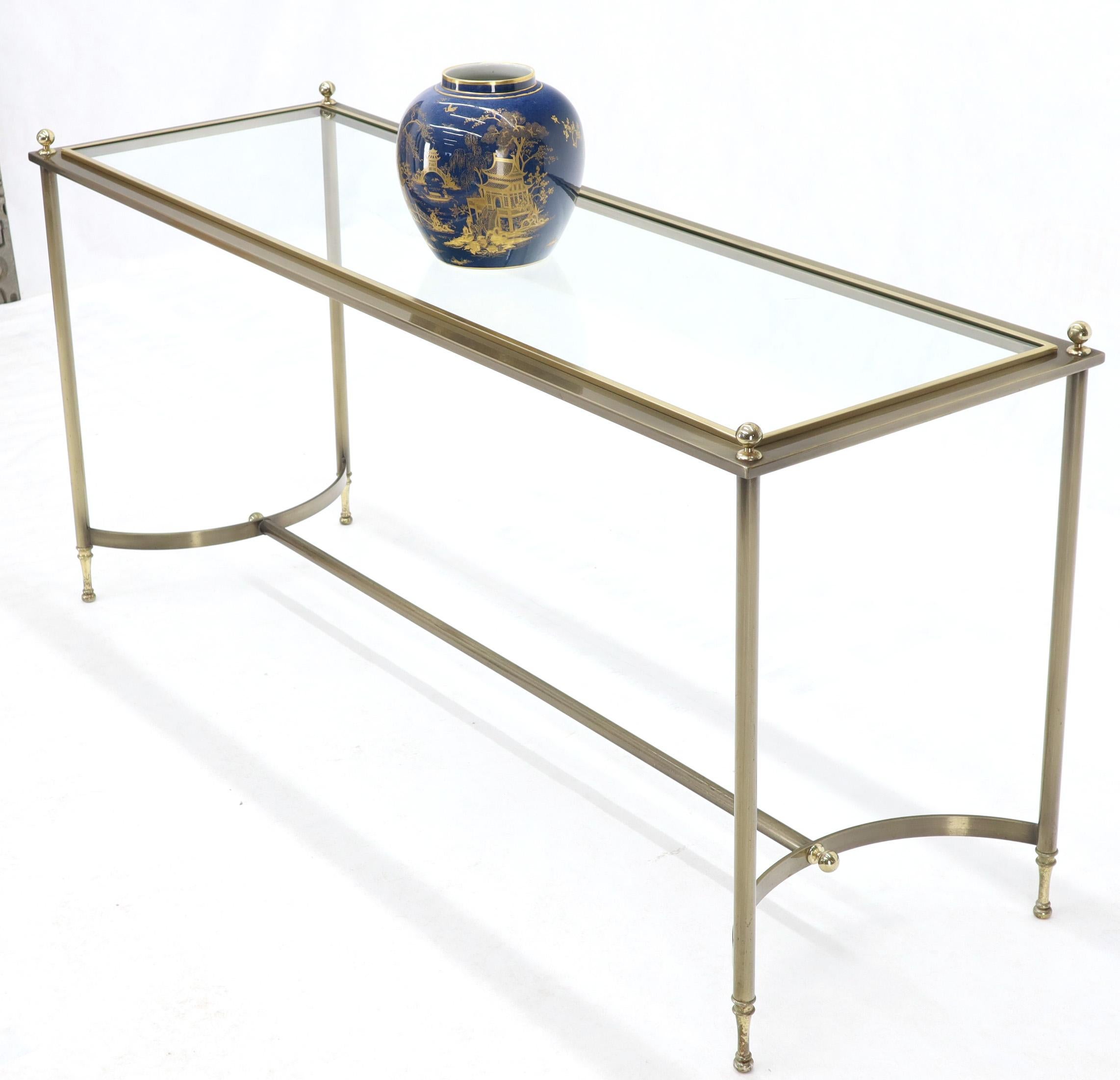 Midcentury Two-Tone Metal Brass and Steel Arch Stretcher Console Sofa Table For Sale 3