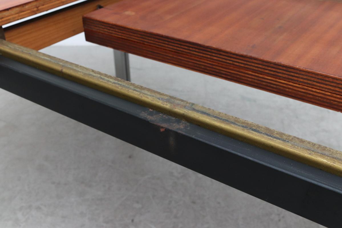 Mid-Century Two Toned Dining Table with Split Chrome Legs and Leaf 9