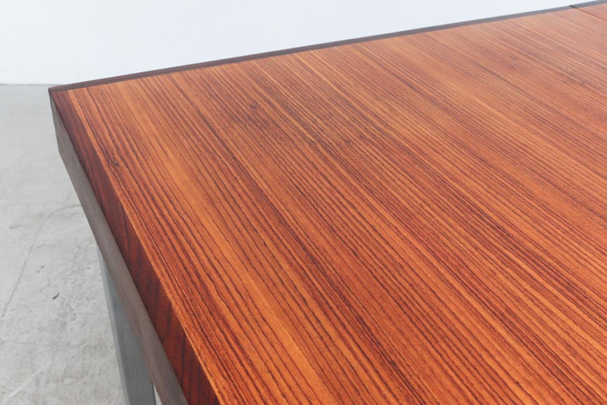 Mid-Century Two Toned Dining Table with Split Chrome Legs and Leaf 9
