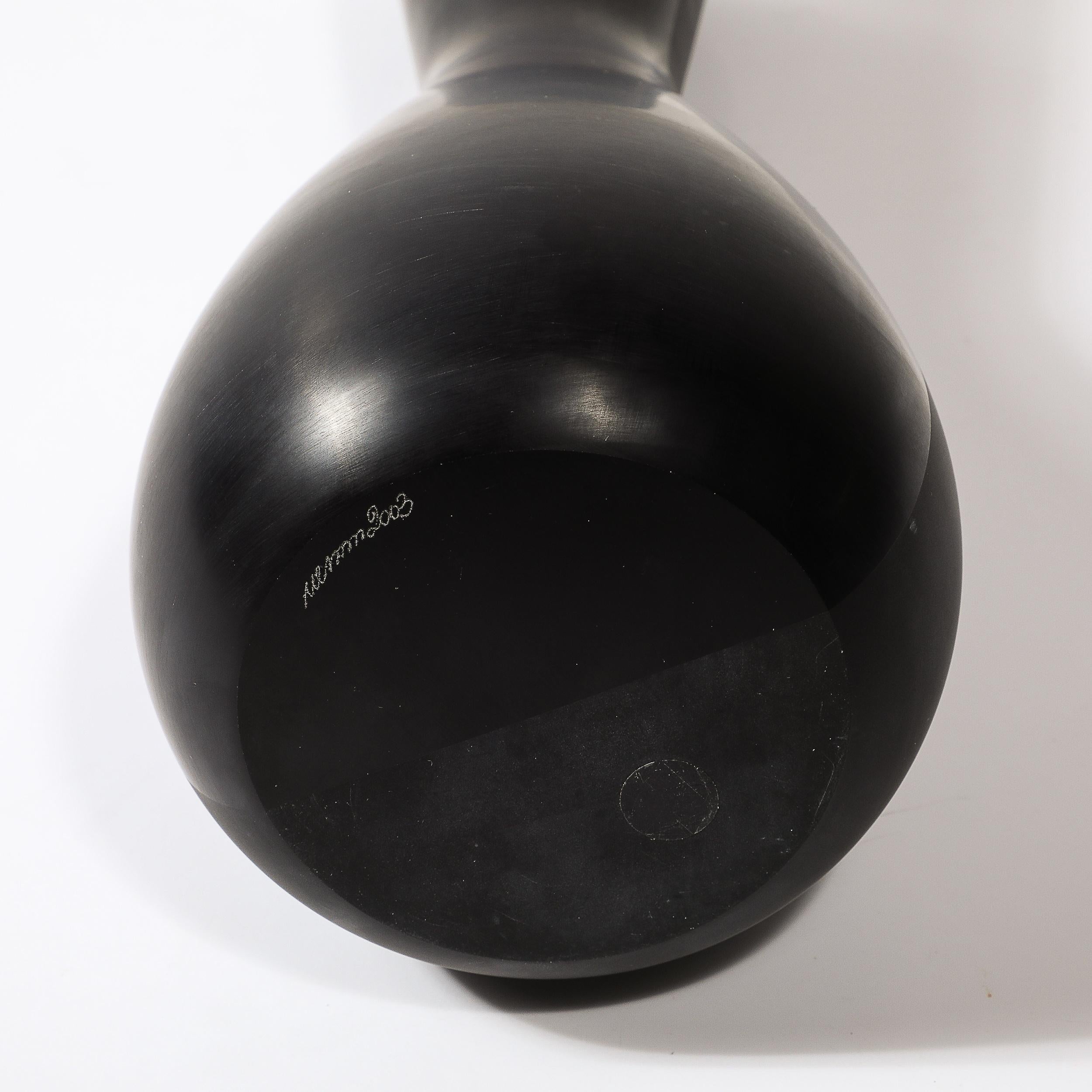 Vase aus mundgeblasenem Murano-Glas, zweifarbig, mattschwarz, Mitte des Jahrhunderts, von Venini im Angebot 7