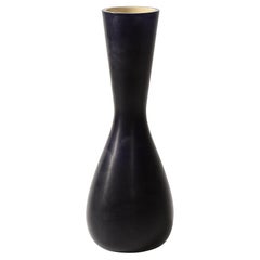 Vintage Mid-Century Two-Toned Frosted Black Hand-Blown Murano Glass Vase by Venini