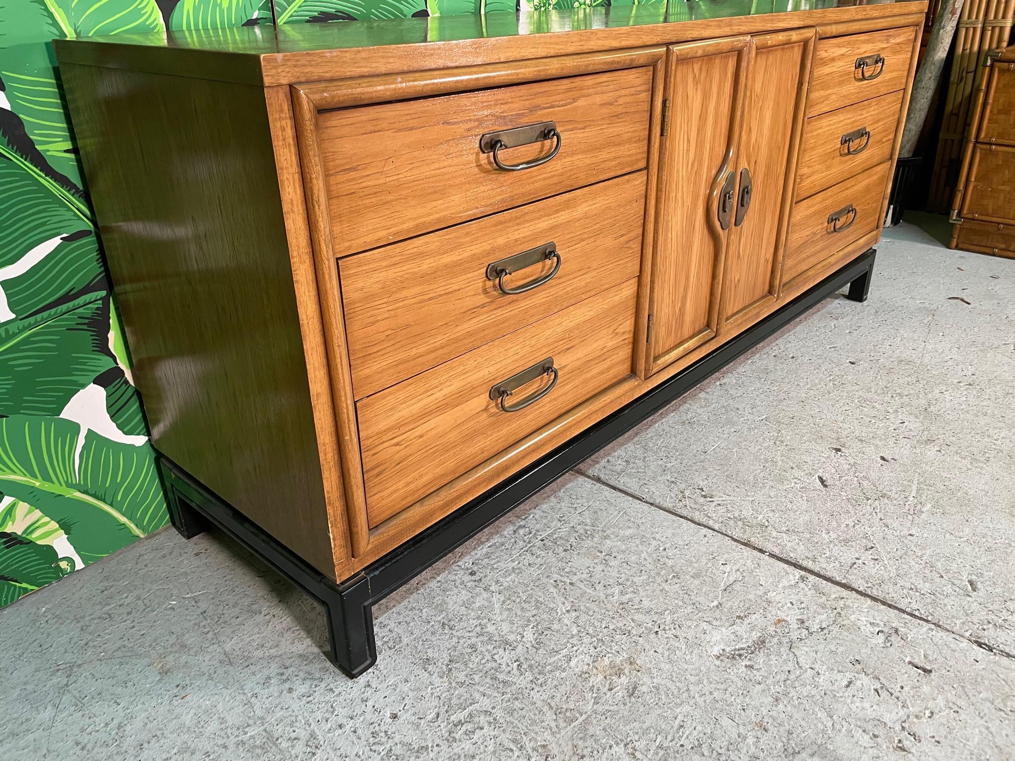 20th Century Mid Century Two Toned Legged Dresser or Sideboard For Sale