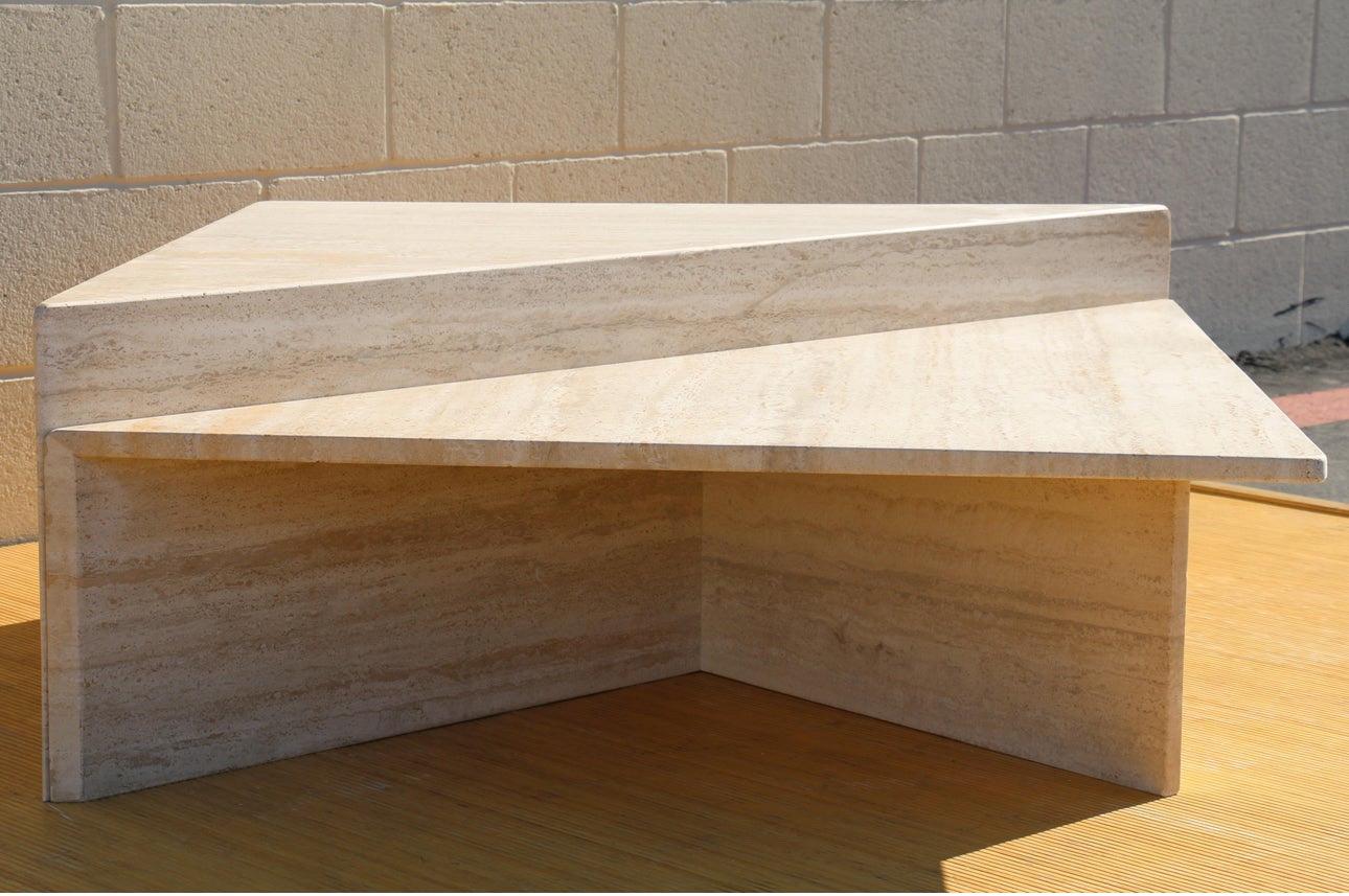 travertine triangle coffee table