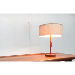Mid-Century Teak Table Lamp by Temde, Drum Shade, Swiss Design, 1960s