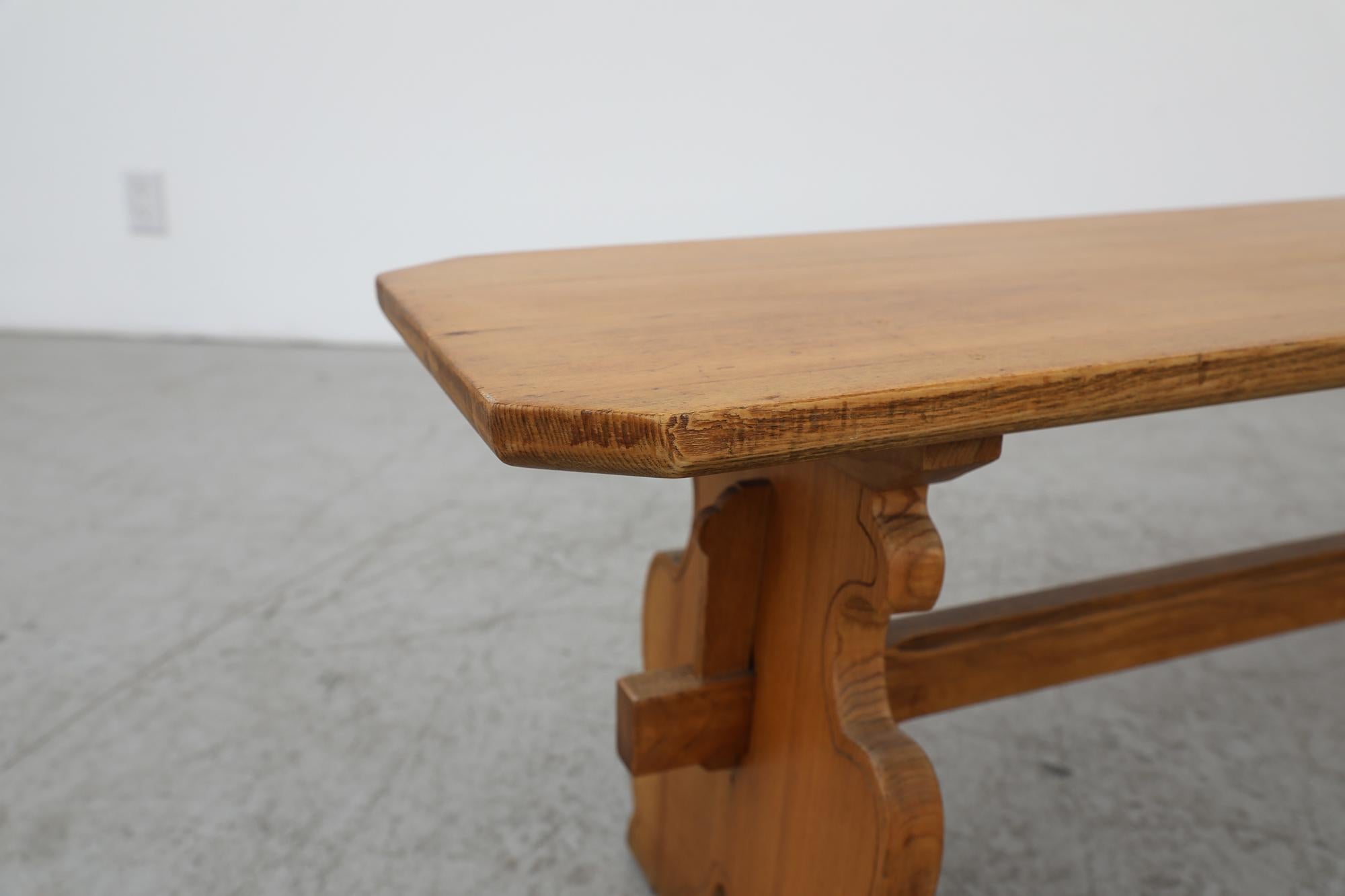 Oak Mid-Century Tyrolean Style Ornate Bench from Austria