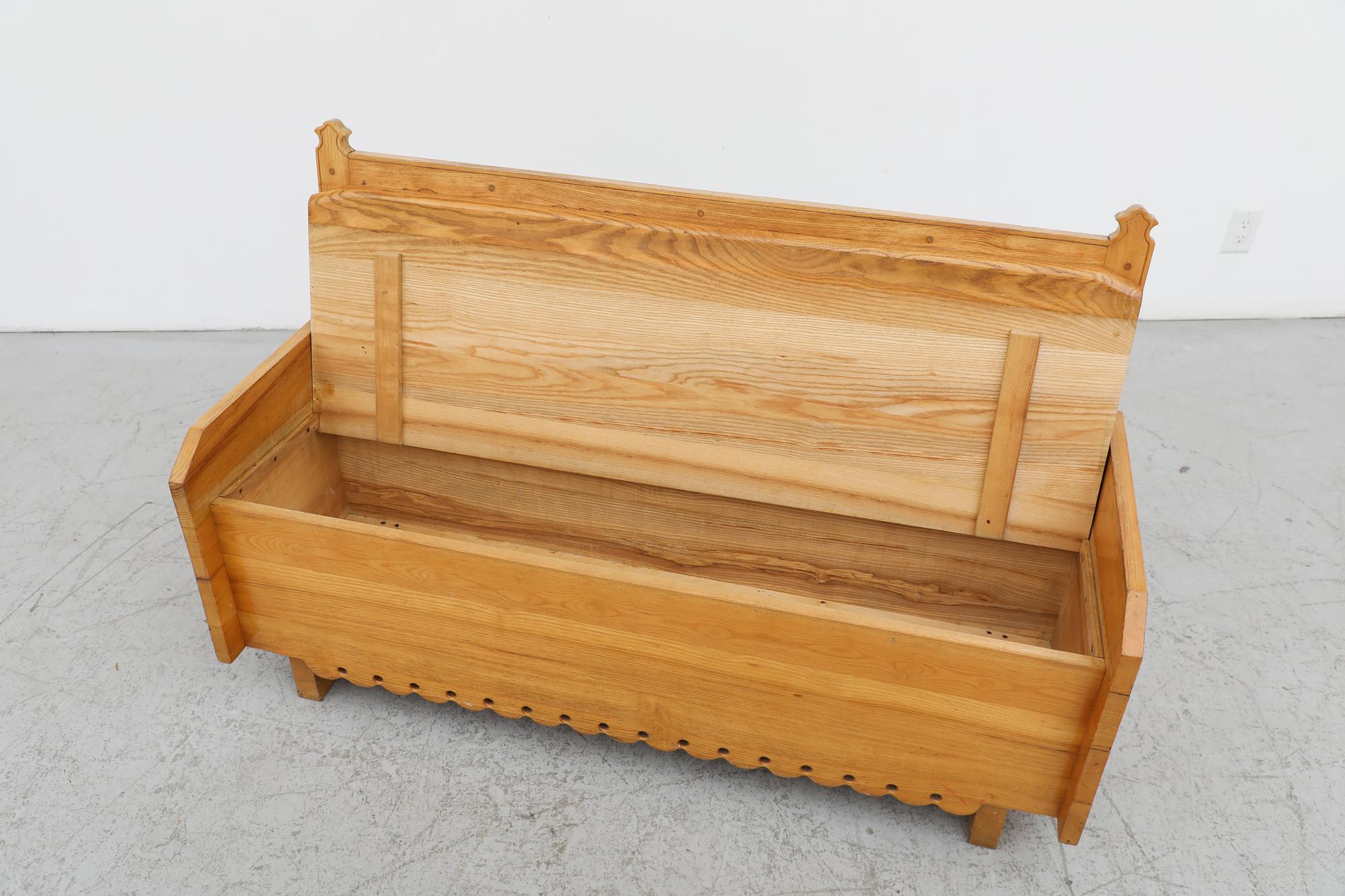 Mid-Century Tyrolean Style Ornate Storage Bench 5