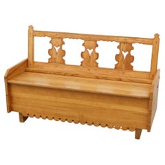 Mid-Century Tyrolean Style Ornate Storage Bench