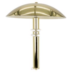 Mid Century UFO Brass and Lucite Table Lamp with Aluminum Dome Shade