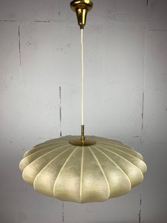 Mid-century ufo cocoon hanging pendant lamp with brass 1960s