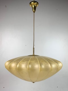 Mid-century ufo cocoon hanging pendant lamp with brass 1960s