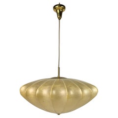 Mid-century ufo cocoon hanging pendant lamp with brass 1960s