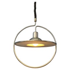 Mid Century UFO Pendant Lamp with Decorative Chrome Frame, 1970s
