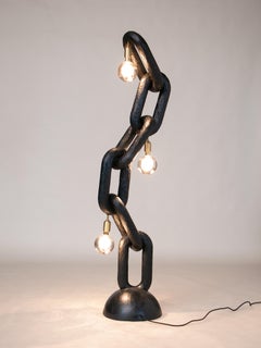 Lampada da terra scultorea in legno NEXUS di Mid-Century UK Art Decor a stelo