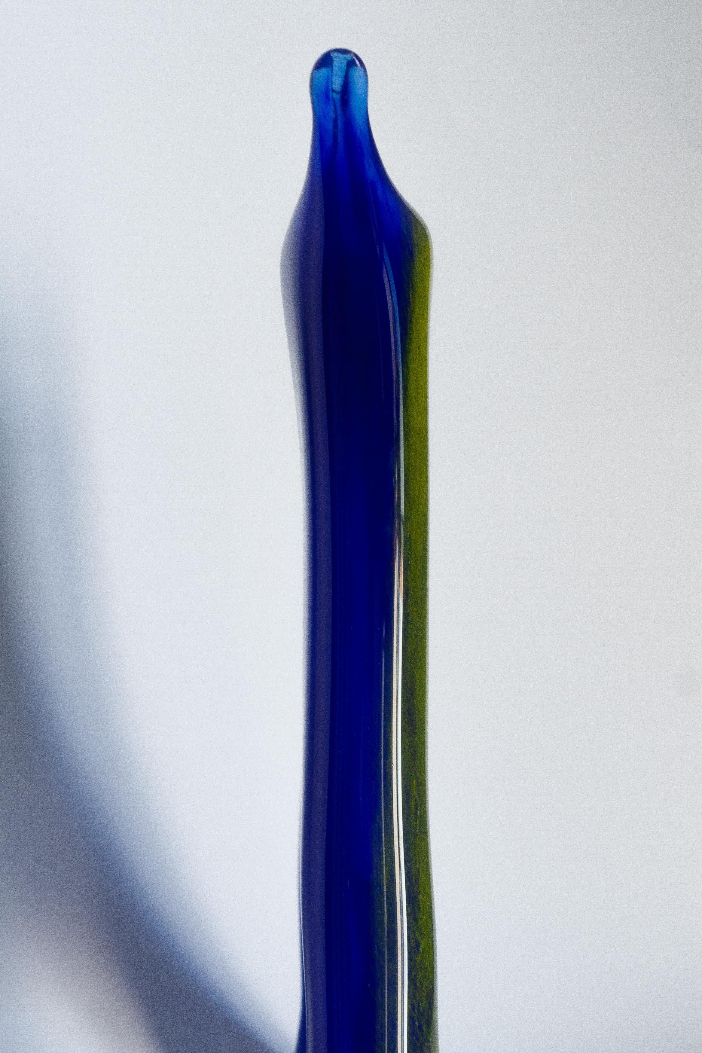 Mid Century Ultramarine Blue and Yellow Artistic Vase, Europe, 1960s For Sale 3