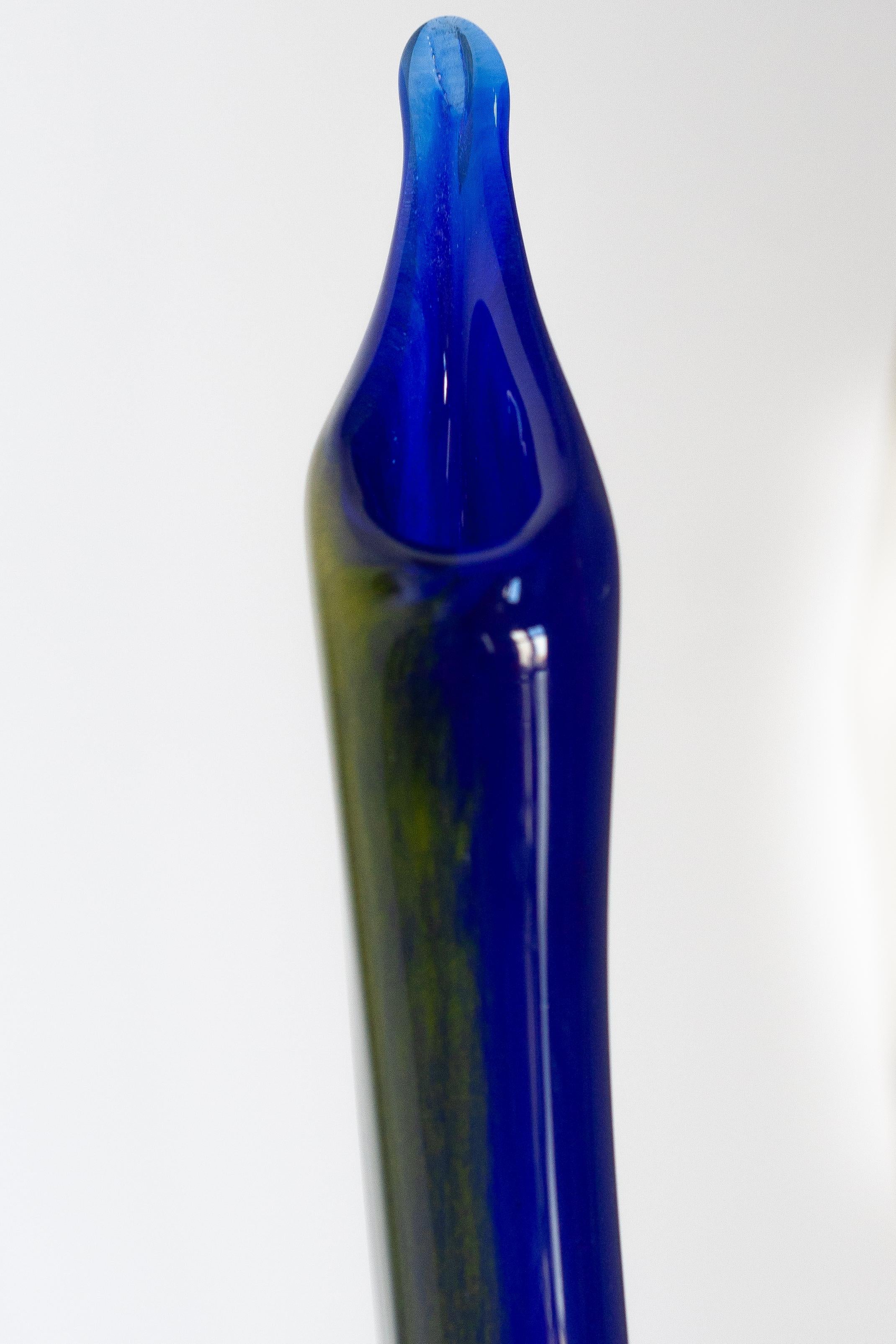 Mid Century Ultramarine Blue and Yellow Artistic Vase, Europe, 1960s For Sale 6