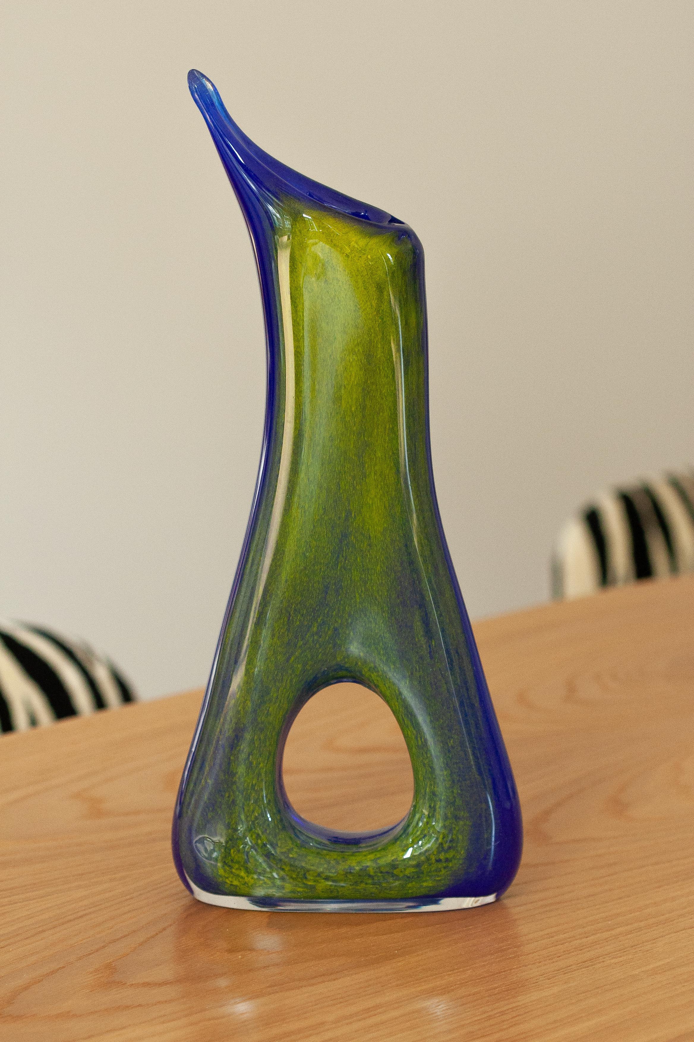Mid-Century Modern Mid Century Ultramarine Blue and Yellow Artistic Vase, Europe, 1960s For Sale