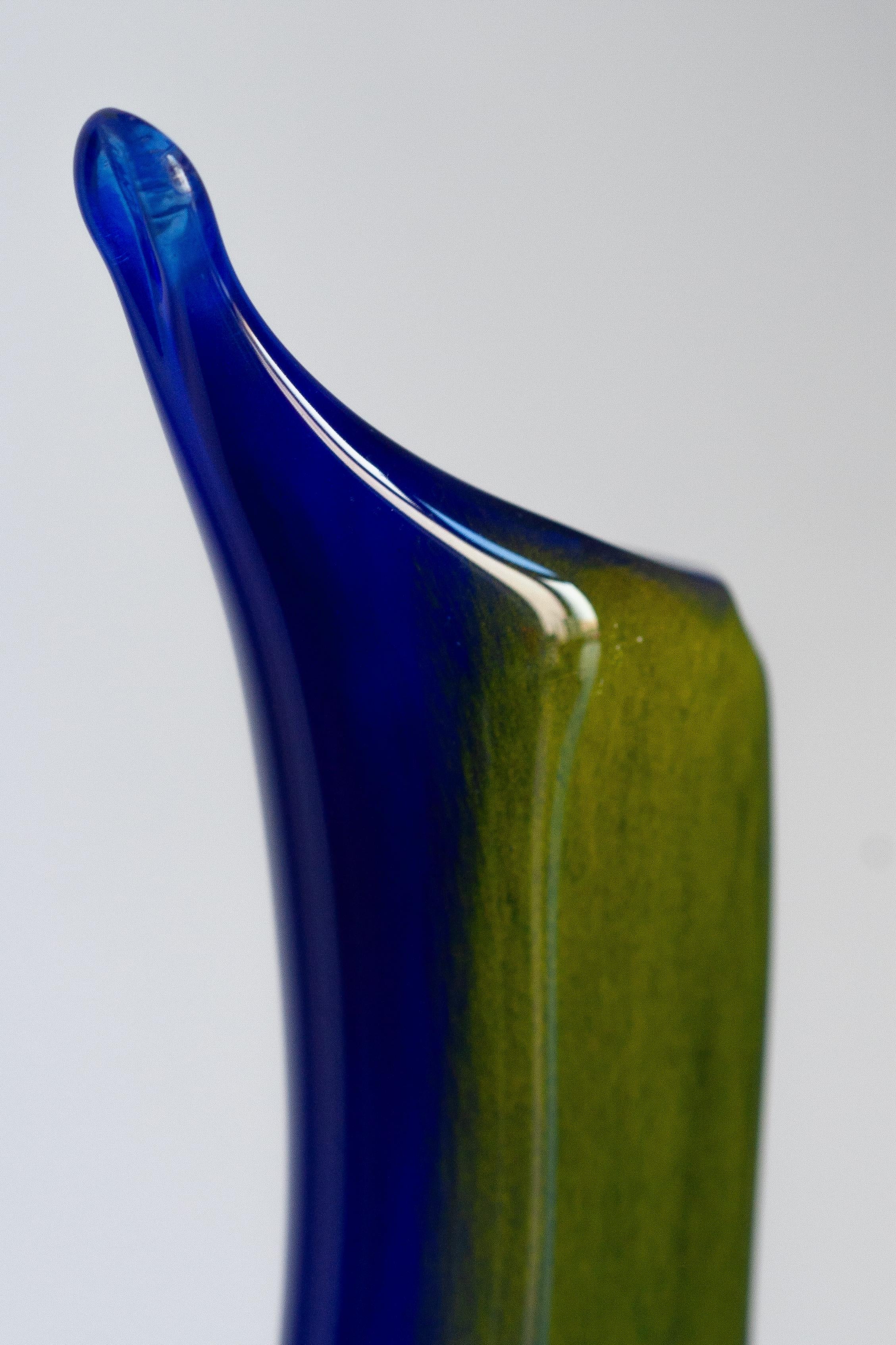 Mid Century Ultramarine Blue and Yellow Artistic Vase, Europe, 1960s For Sale 1