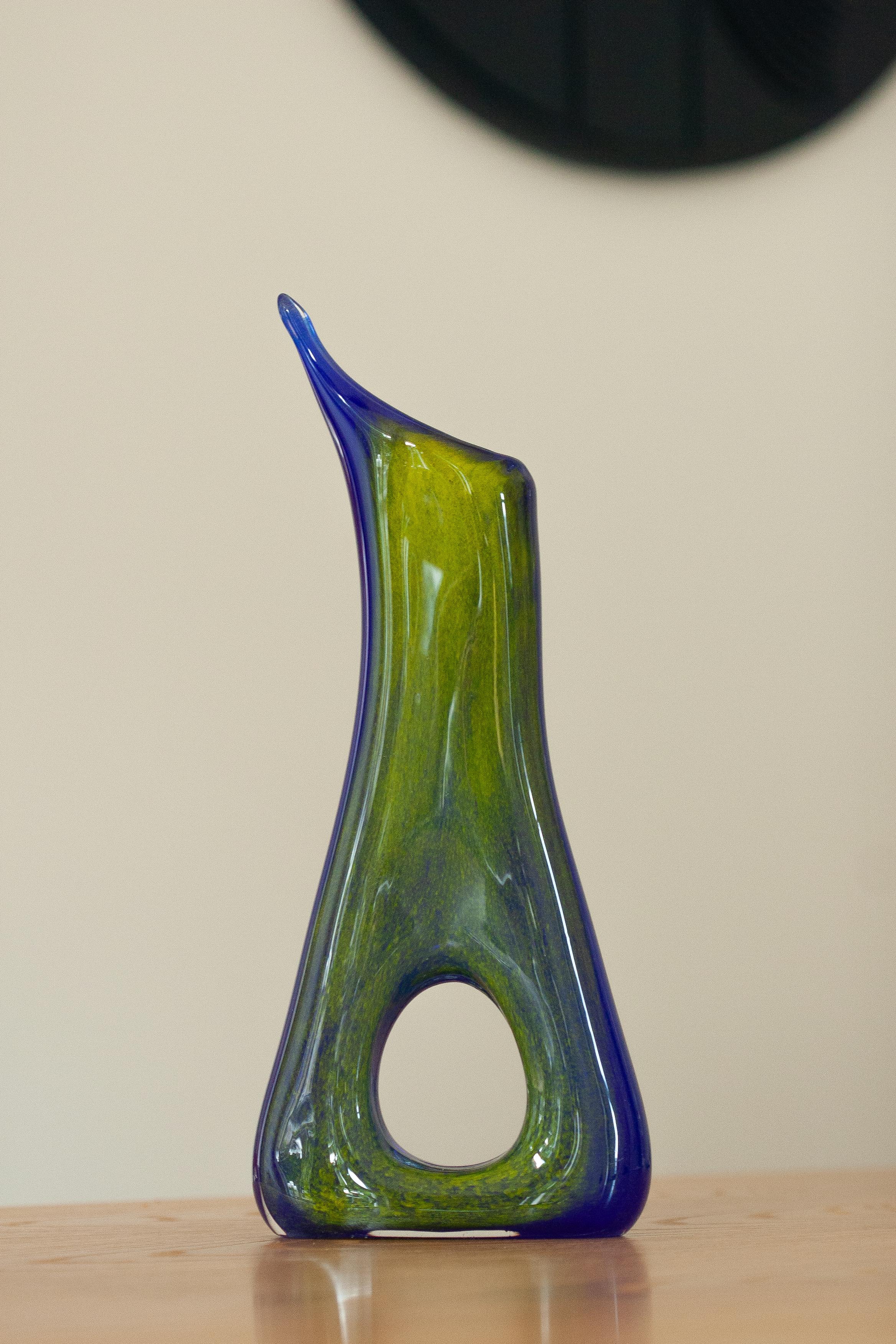Mid Century Ultramarine Blue and Yellow Artistic Vase, Europe, 1960s For Sale 2