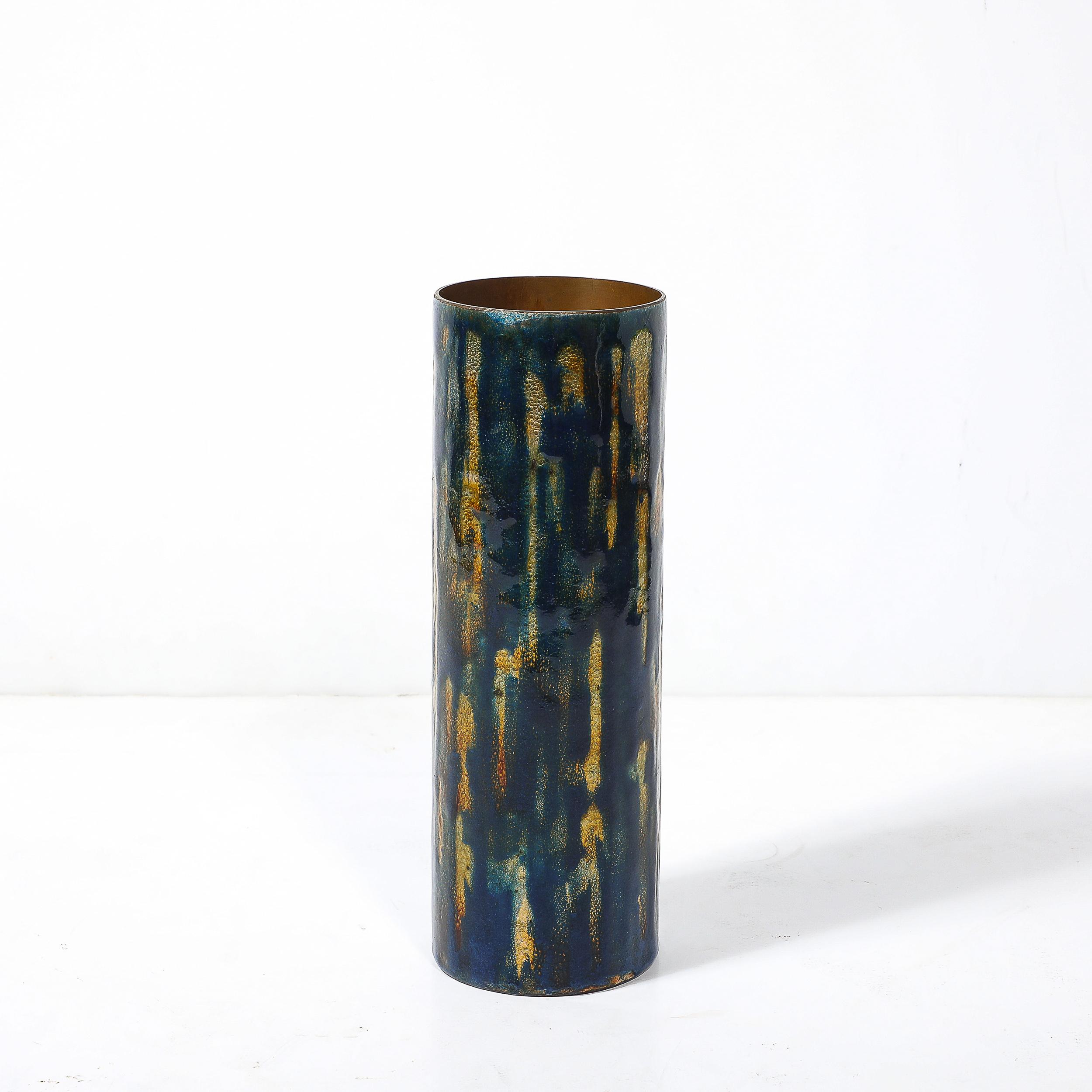 Mid-Century Ultramarine Blue Enamel on Copper Vase signed Anne-Grete Plöen For Sale 4