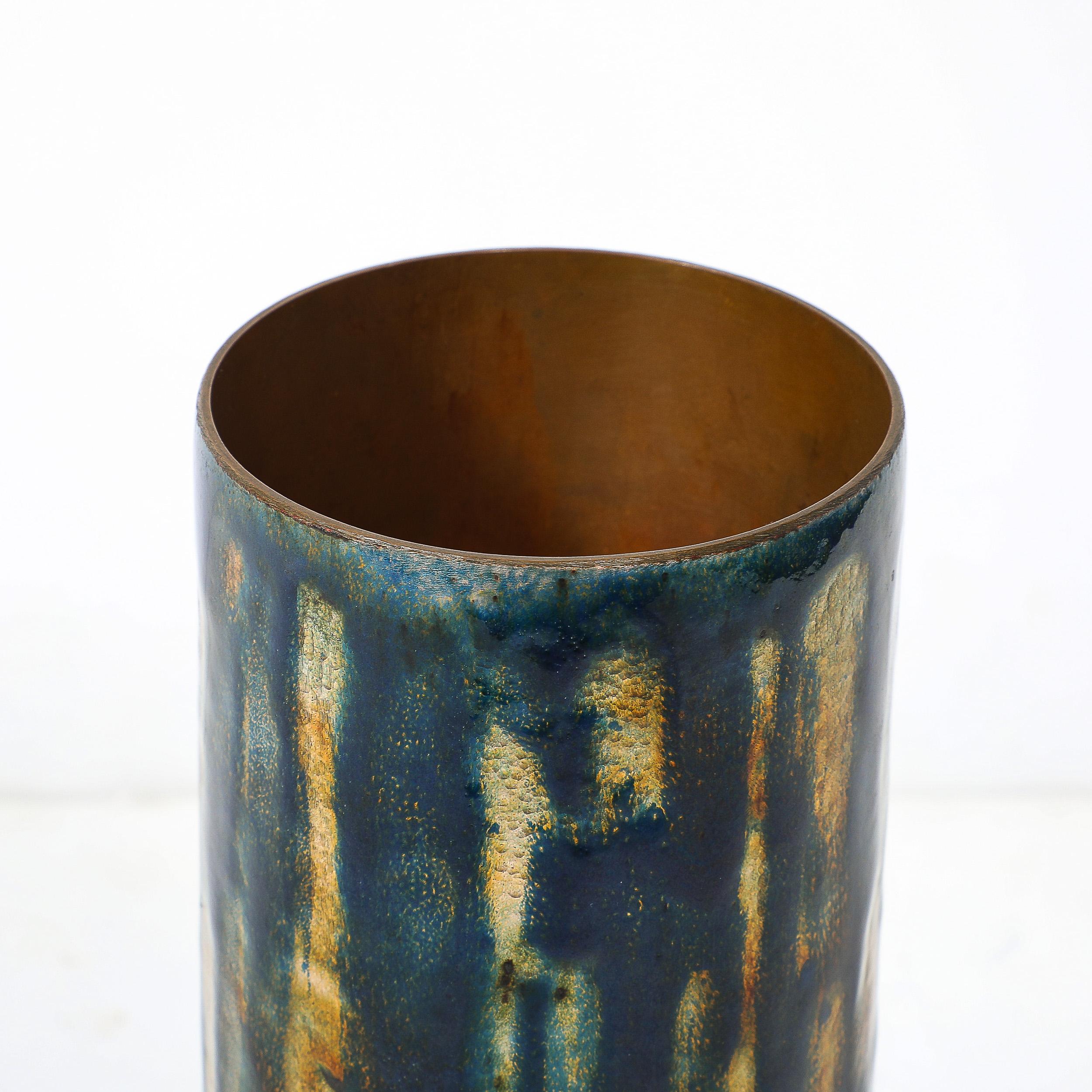 Mid-Century Ultramarine Blue Enamel on Copper Vase signed Anne-Grete Plöen For Sale 5