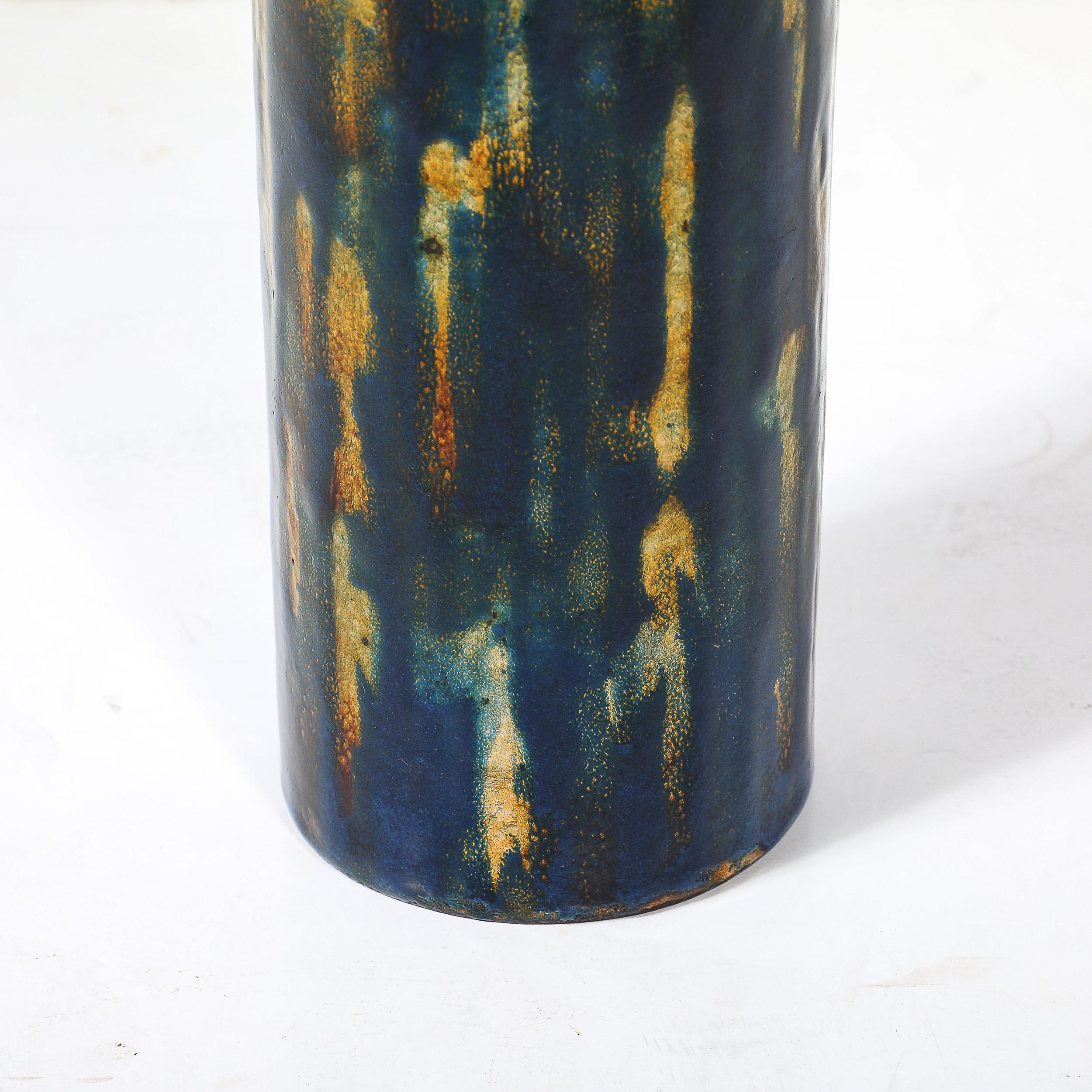Mid-Century Ultramarine Blue Enamel on Copper Vase signed Anne-Grete Plöen For Sale 6