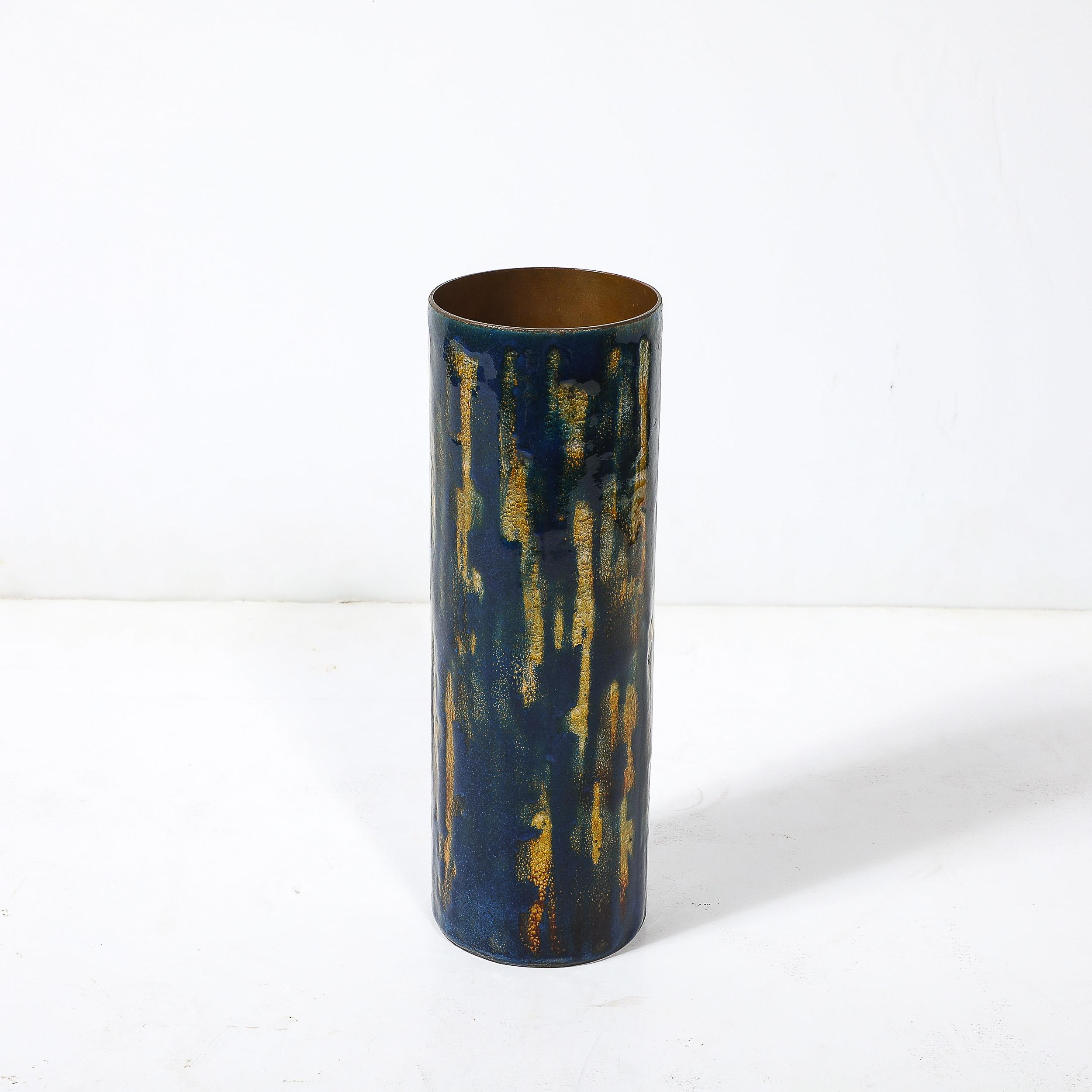 Mid-Century Ultramarine Blue Enamel on Copper Vase signed Anne-Grete Plöen For Sale 8