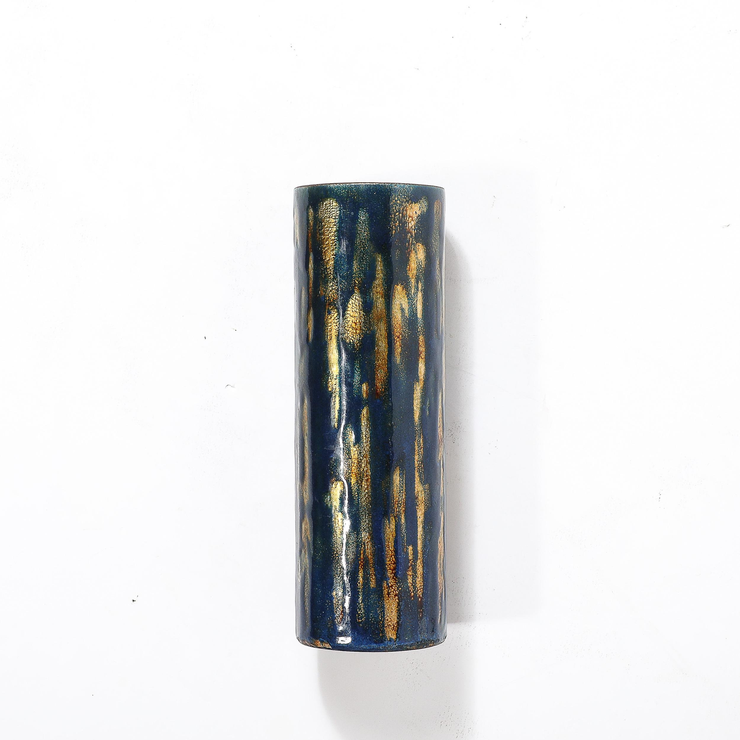 Mid-Century Ultramarine Blue Enamel on Copper Vase signed Anne-Grete Plöen For Sale 10