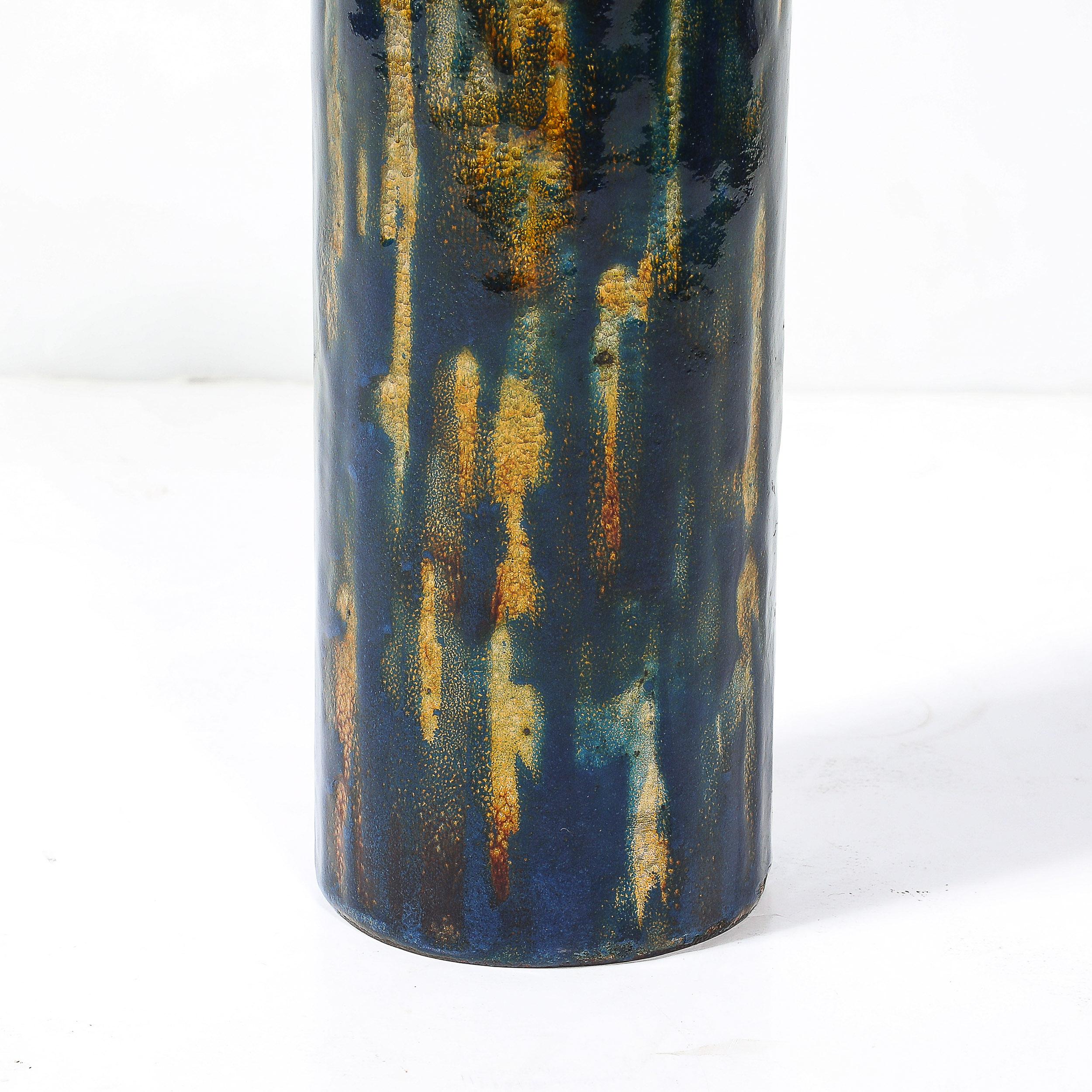 Mid-Century Modern Mid-Century Ultramarine Blue Enamel on Copper Vase signed Anne-Grete Plöen For Sale