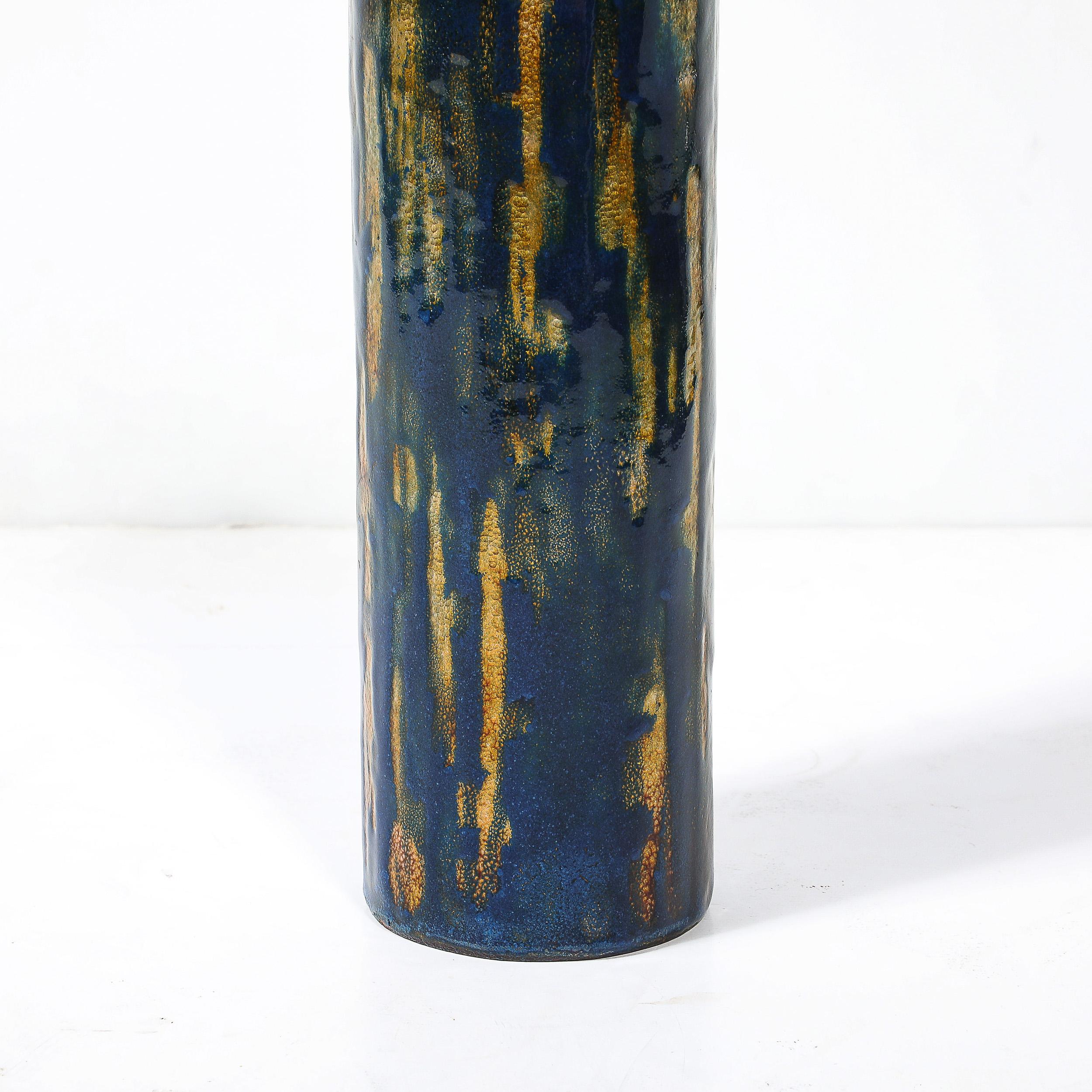 Mid-Century Ultramarine Blue Enamel on Copper Vase signed Anne-Grete Plöen In Excellent Condition For Sale In New York, NY