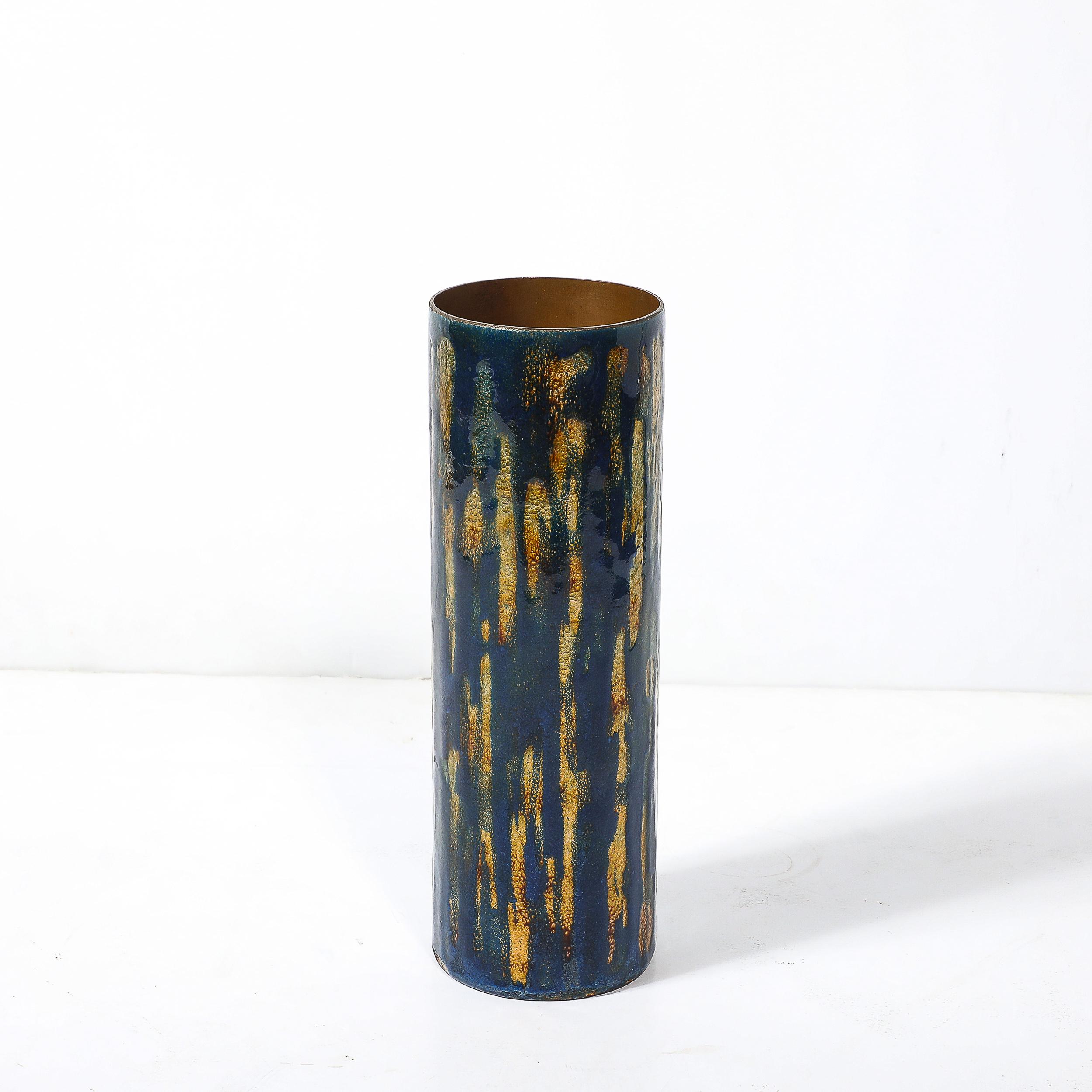 Mid-Century Ultramarine Blue Enamel on Copper Vase signed Anne-Grete Plöen For Sale 1